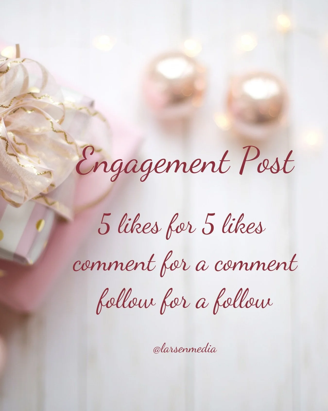Ready to unwrap a bit of social media success this Christmas? 🎁 Jump into this engagement post and let&rsquo;s help each other grow before the year is out. ✨

How to take part:

👋 Introduce yourself/your business and tag 3 businesses you think woul