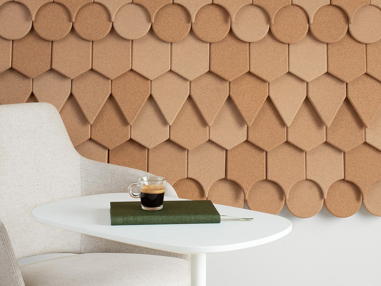 Cobblestone Black Acoustical Cork Wall Tiles with PSA Backing