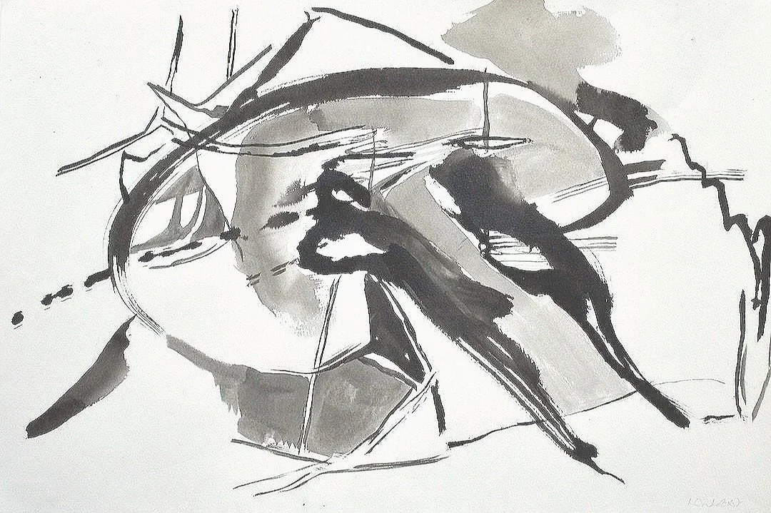 Mynydd Y Gaer June 2, 2025  ink on paper, 38 x 57 cm ©Lisa Carter Grist 