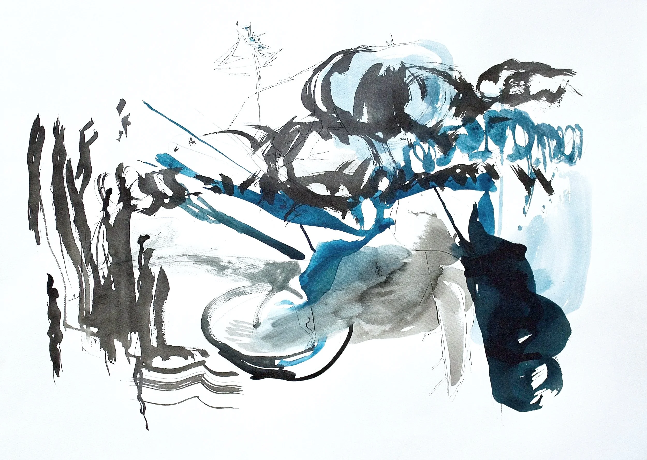 Mynydd Y Gaer, 2026 ink and acrylic on paper, 78 x 58 cm ©Lisa Carter Grist