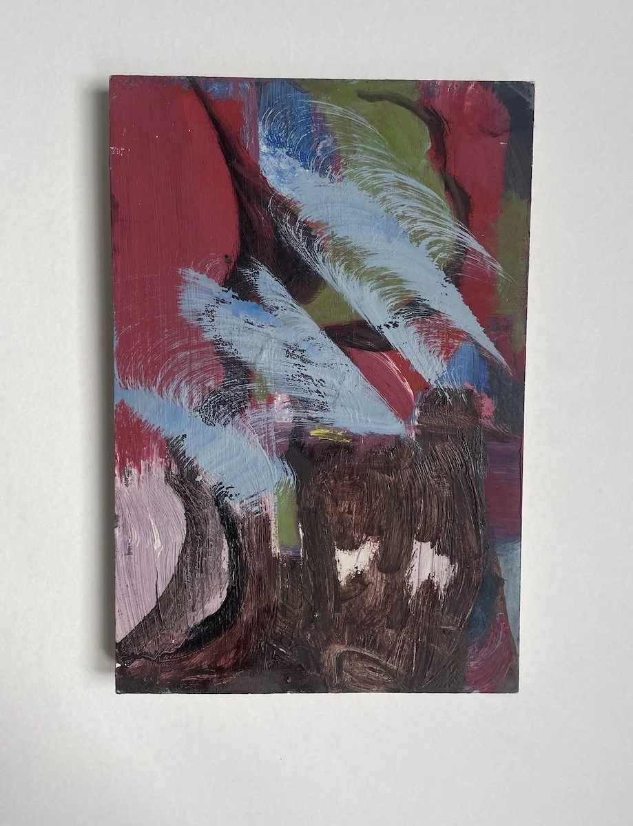 Mares 's Tails, 2026, oil and acrylic on panel, 30 x 20 x 2cm ©Lisa Carter Grist 
