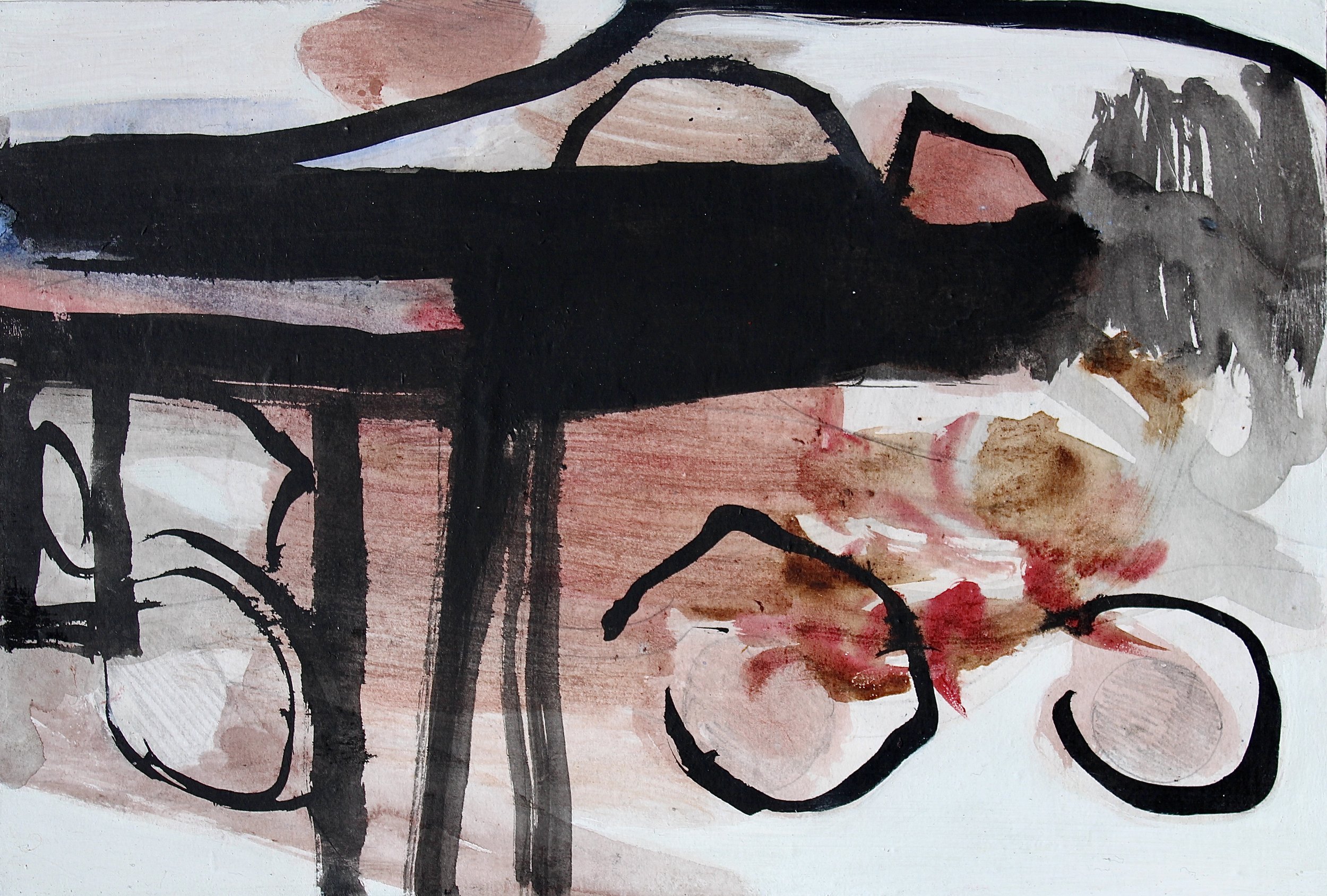 'Harvest Moon', 2024, watercolur, acrylic and ink on paper laid on panel, framed, £675.