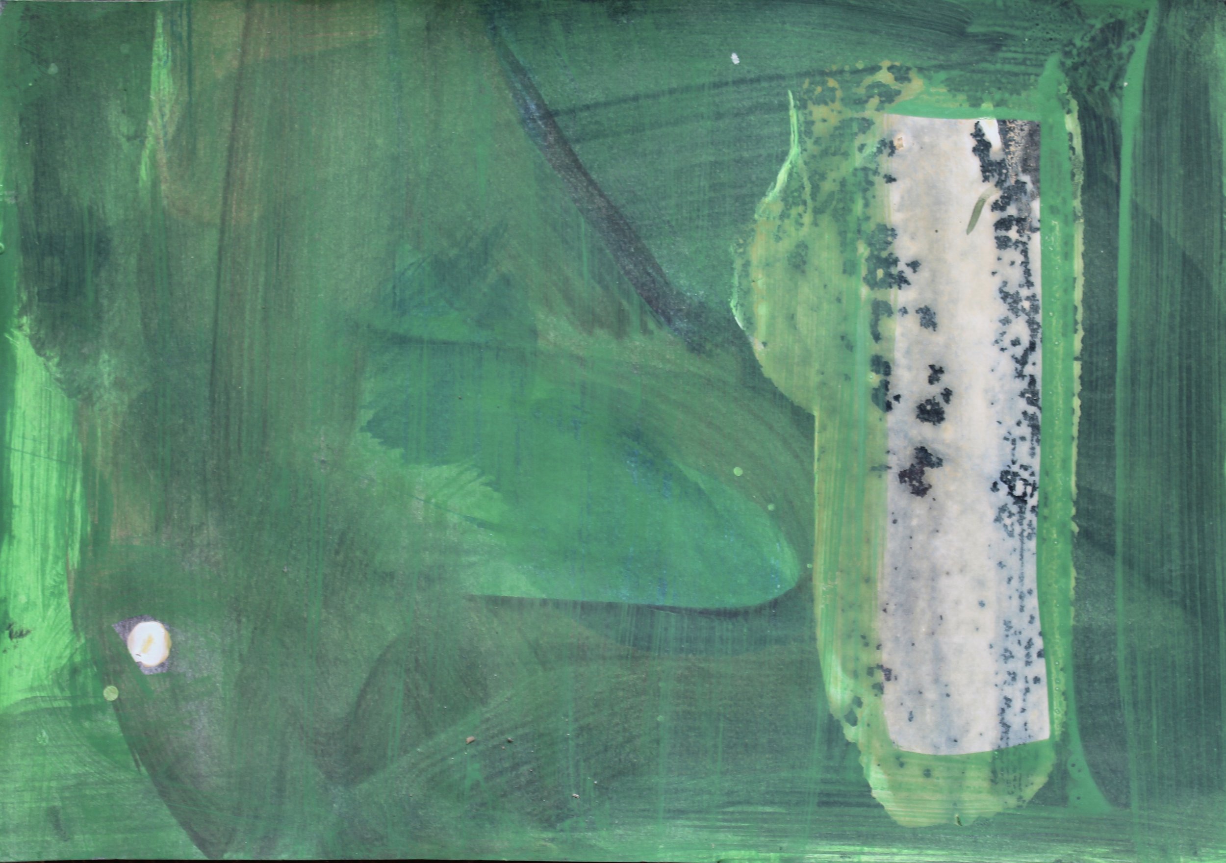 'Green Echo, After William Blake', 2024, acrylic and oil on paper, laid on panel, 20 x 30 x 1.5cm, £675 framed.