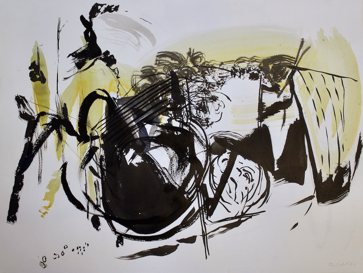 'Gorse', 2025, acrylic and ink on Fabriano paper, 57 x 78 cm, unframed, £1,000.