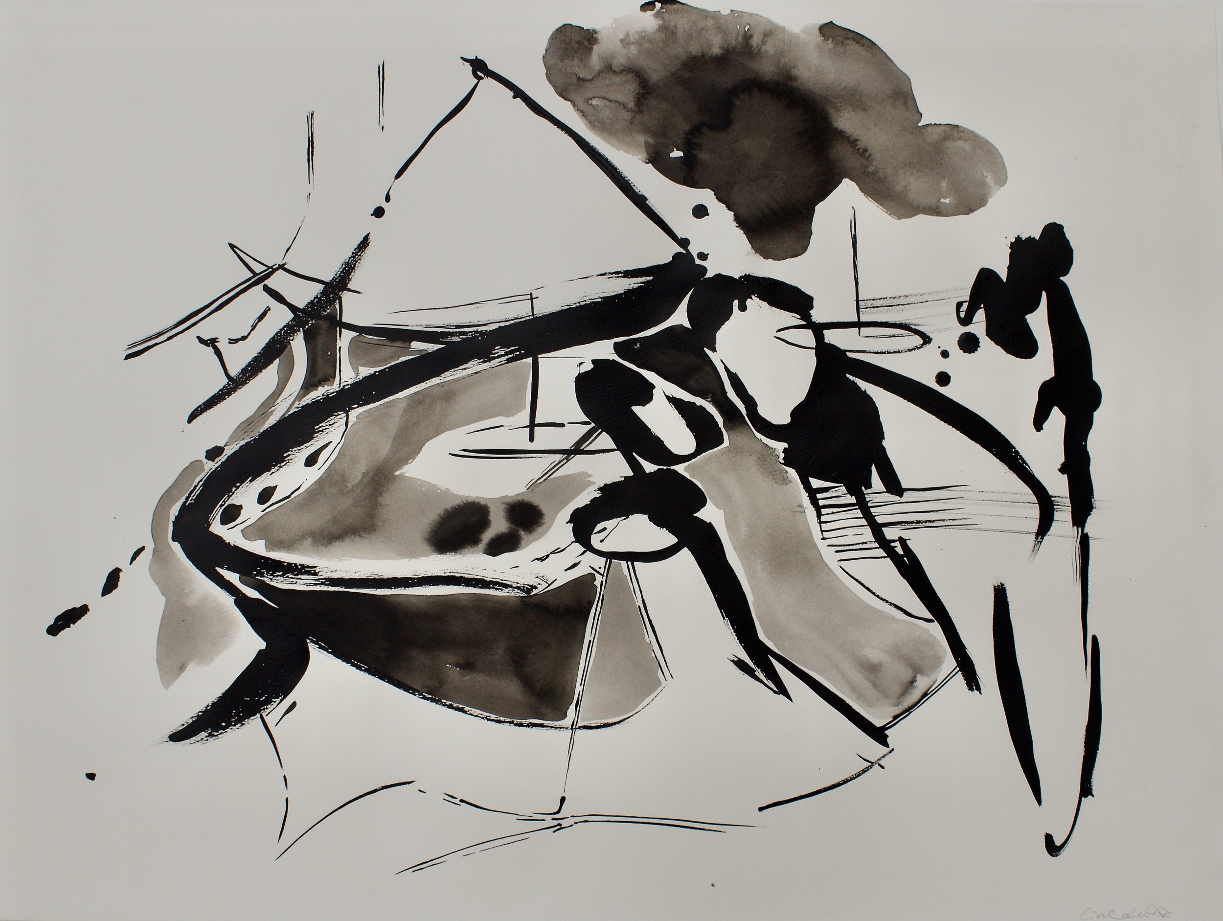 An Intake Of Scenery Ink on paper.