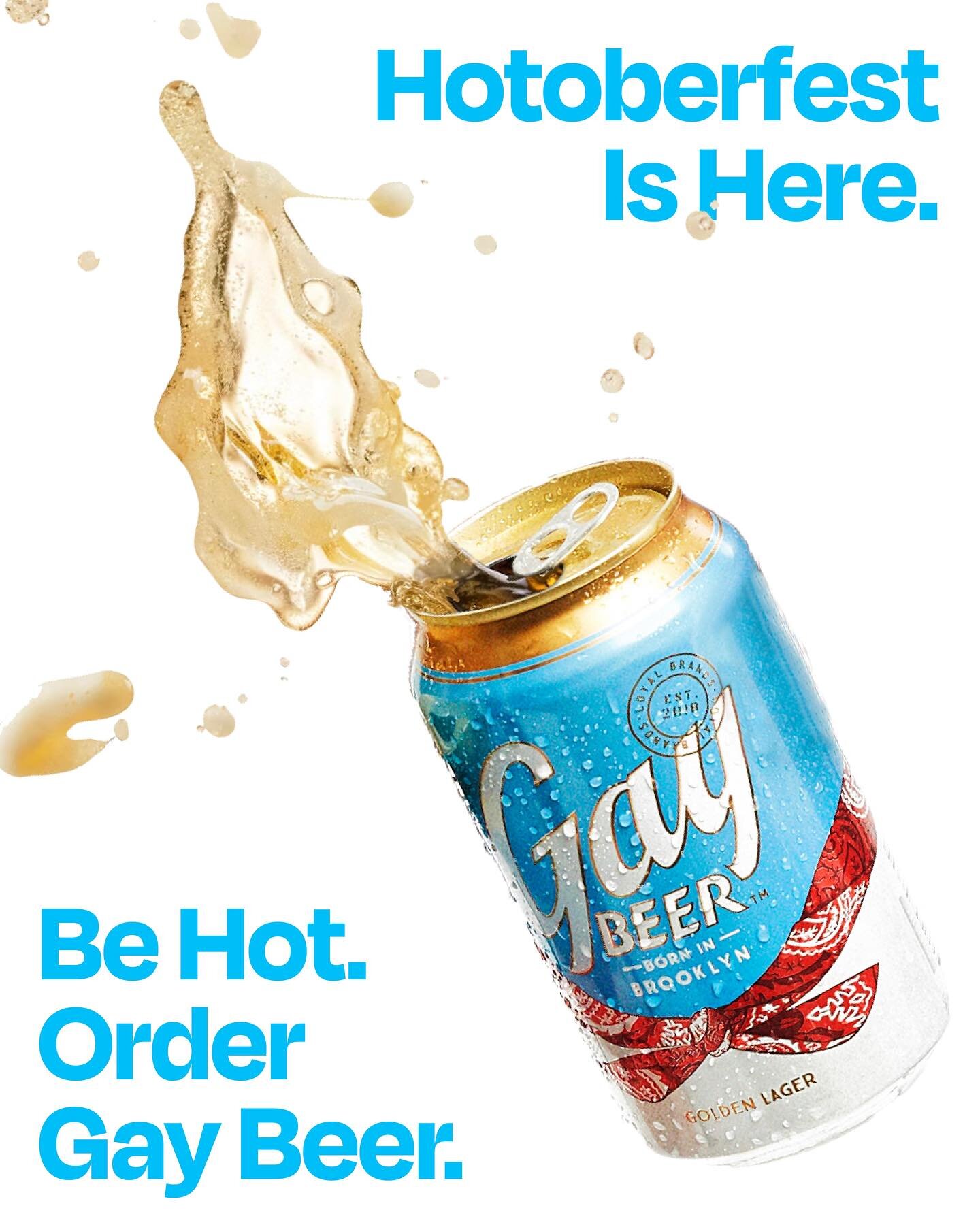 We know you&rsquo;re hot, so flex it! Click the link in our bio to order Gay Beer and join in on Hotoberfest to kick off beer drinking season! // #gaybeer #oktoberfest #hot #drink #gay #beer #order #lgbtq #party #october