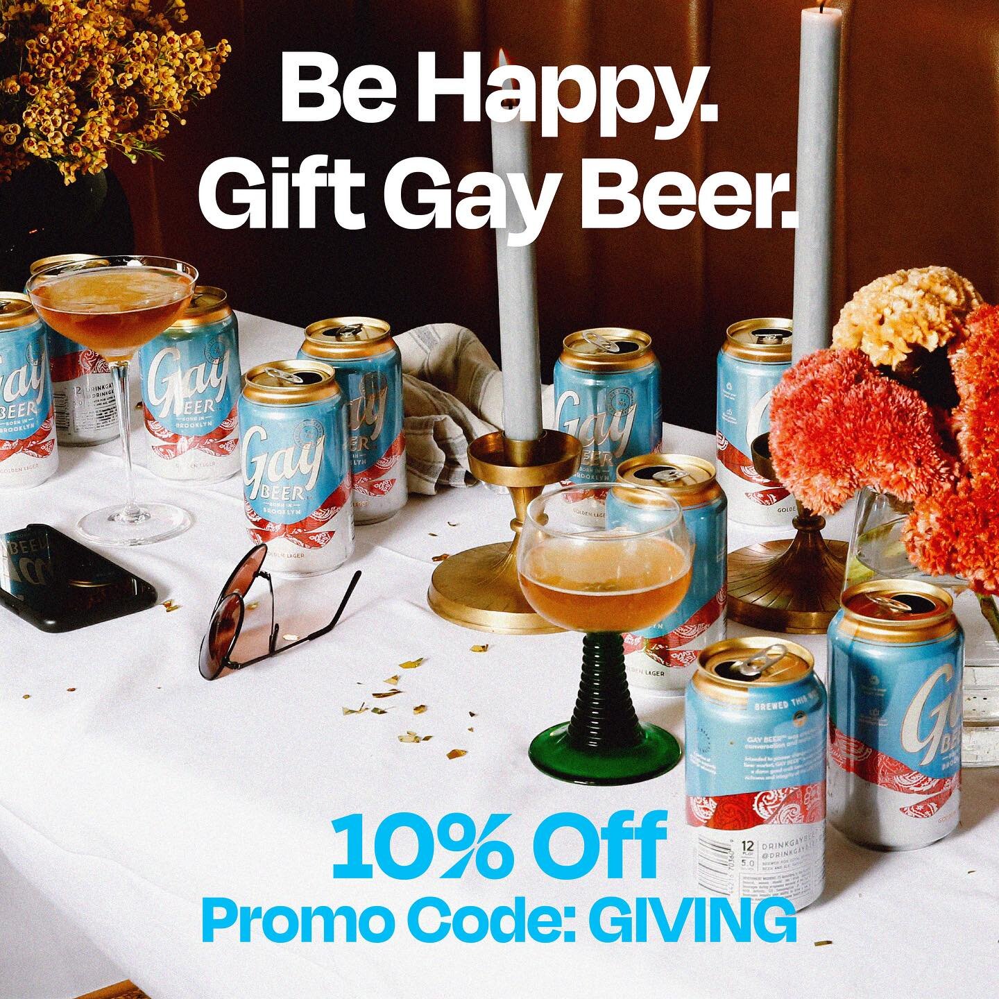 A gift from Gay Beer, receive 10% off your next order when using promo code: GIVING . Gay Beer is the perfect gift this season to stuff a stocking, give as a party favor or set under a tree. Click the link in bio to order now! // #gaybeer #gift #holi
