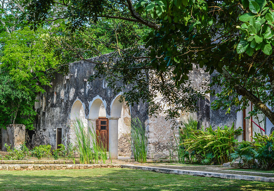 Hacienda Tixnuc in Samahil, near Merida, has the mystique of a grand palace reclaimed by the wilderness
