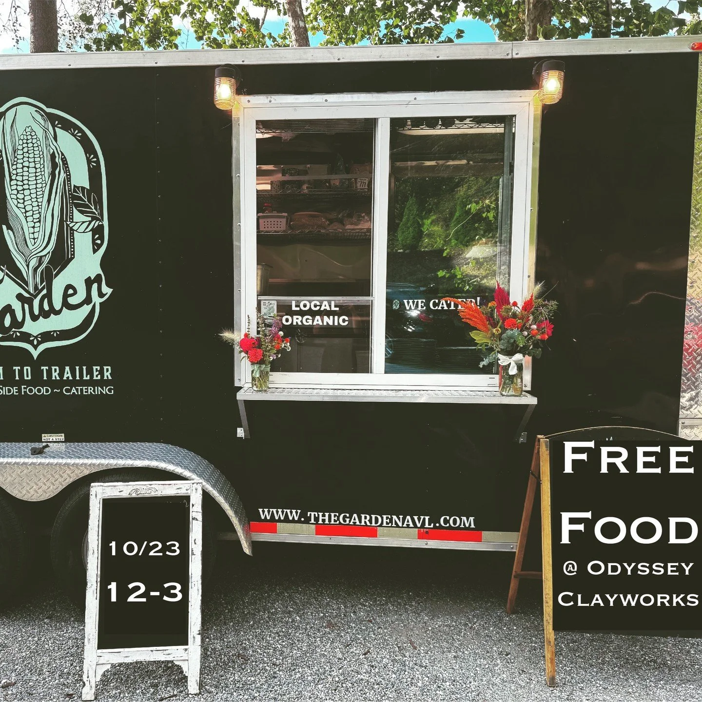 The Garden will be giving out free food outside @odysseyclayworks in The River Arts District in Asheville tomorrow, Wednesday 10/23 from 12-3 or until food is gone. We will have hot soup using local veggies and meat as well as cast iron corn bread &a