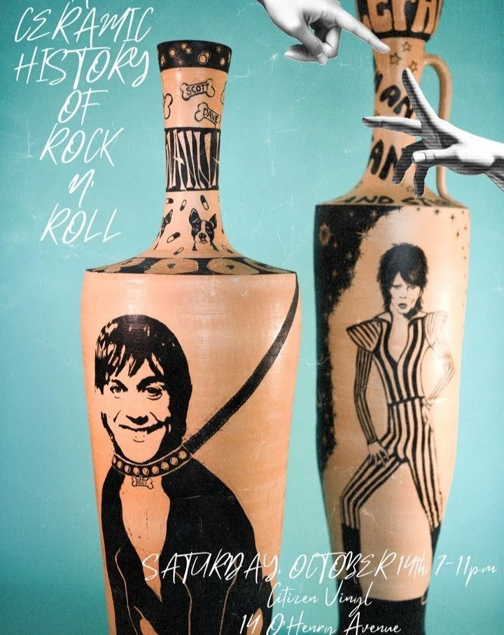 Check out this epic art opening this Saturday 10/14 @citizenvinyl from 7-11. Artists @porcelainanja and Gabriel Kline have been working for years in collaboration on these amazing pots and they will all be on display starting Saturday. Come check it 