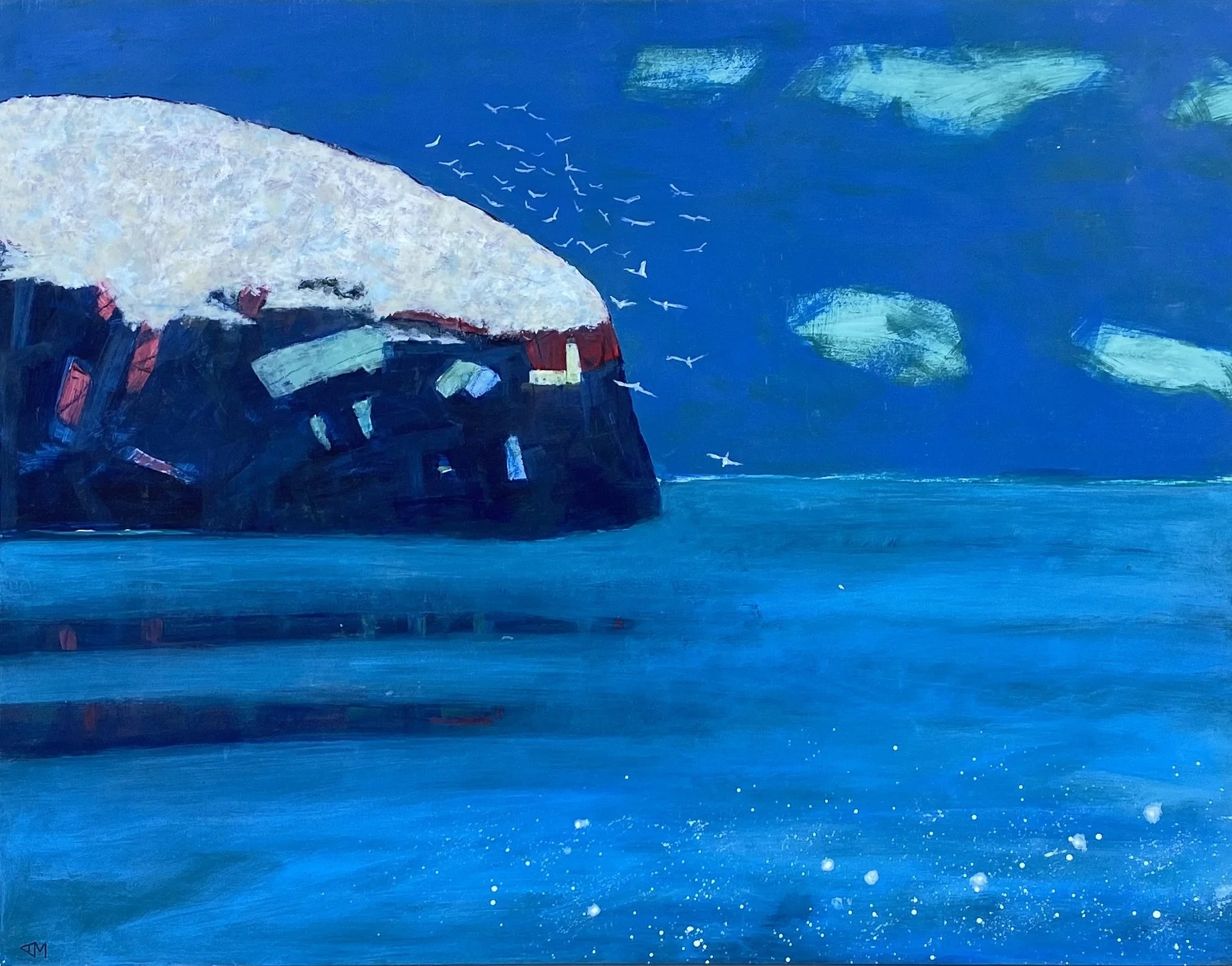 Bass Rock with Moon Jellyfish  |  £390.00