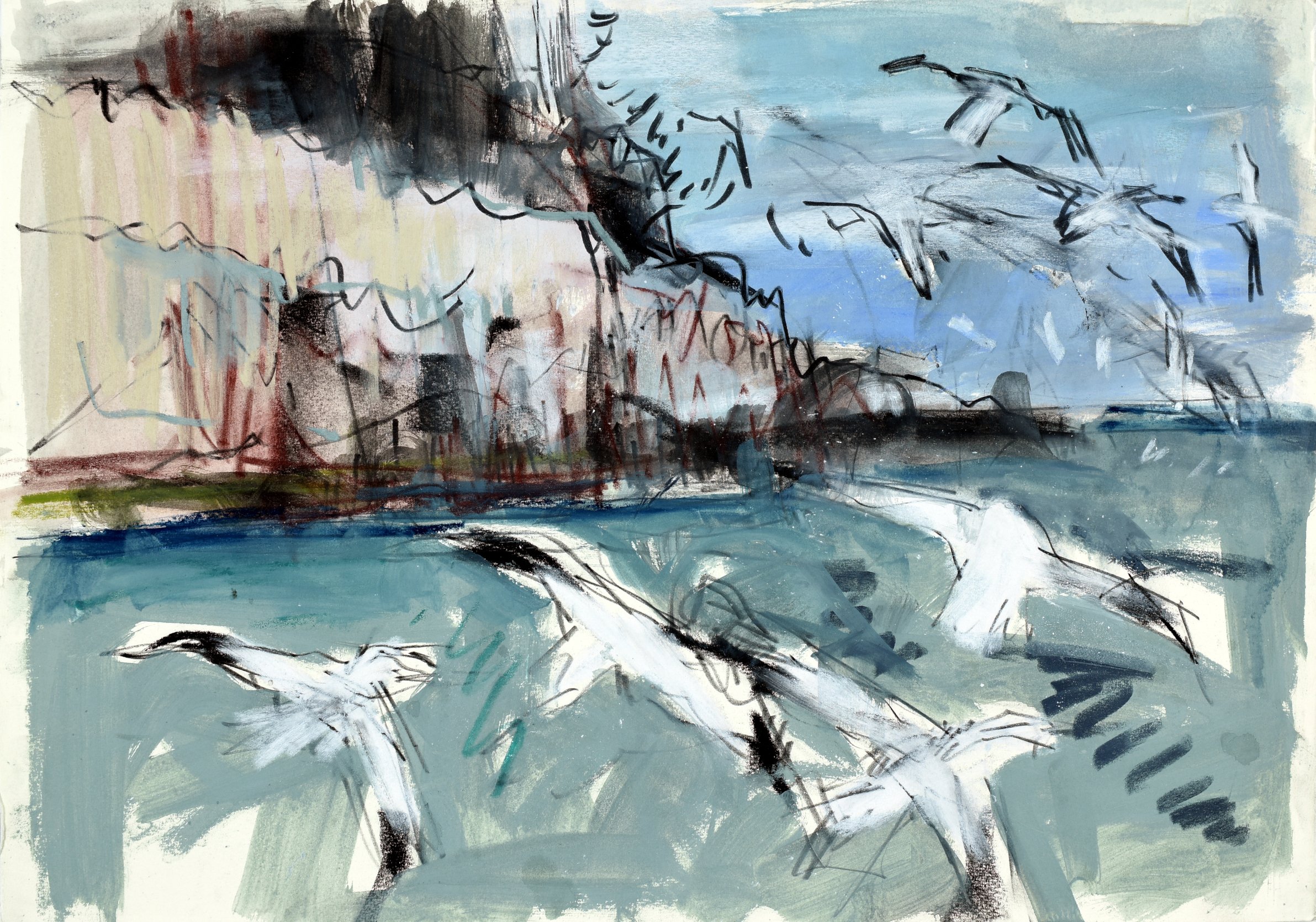 Gannets Flying off the Bass | SOLD