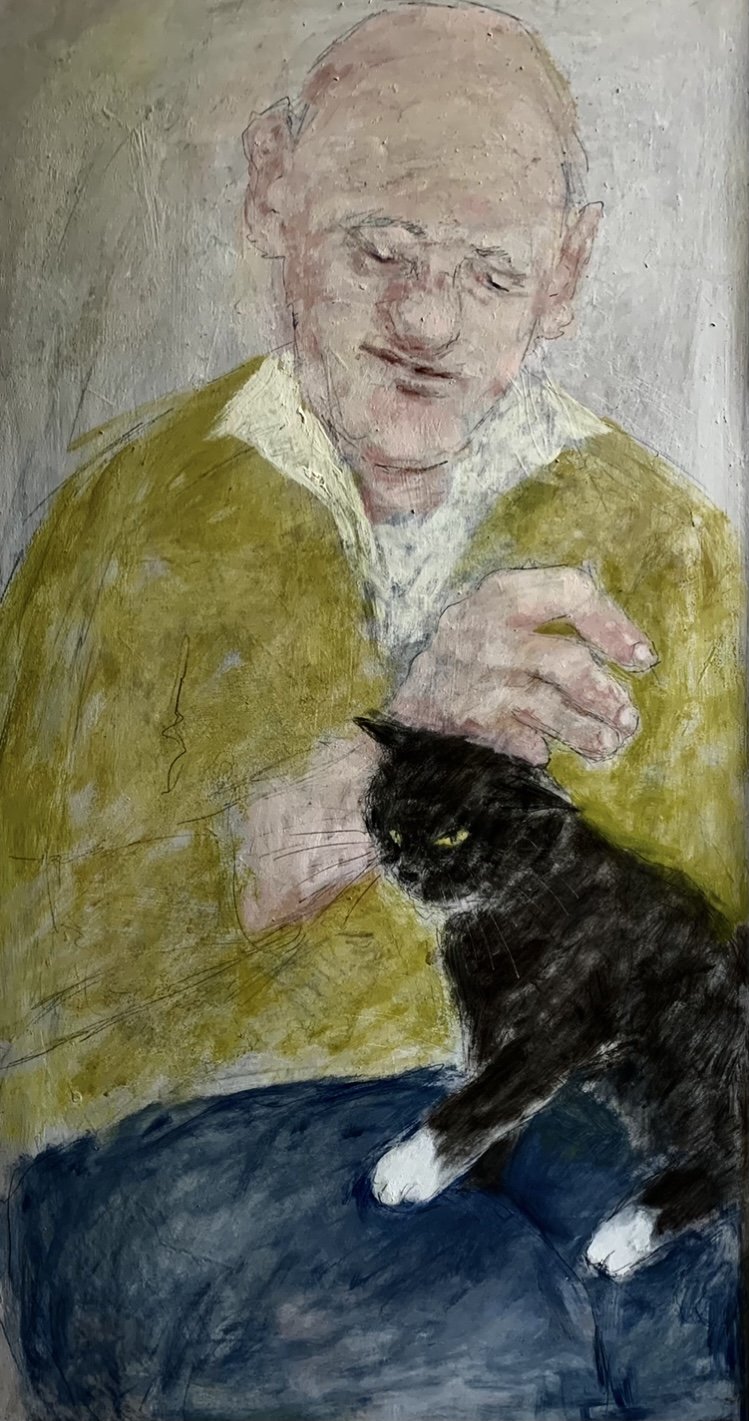 Derek Stroking His Cat | SOLD
