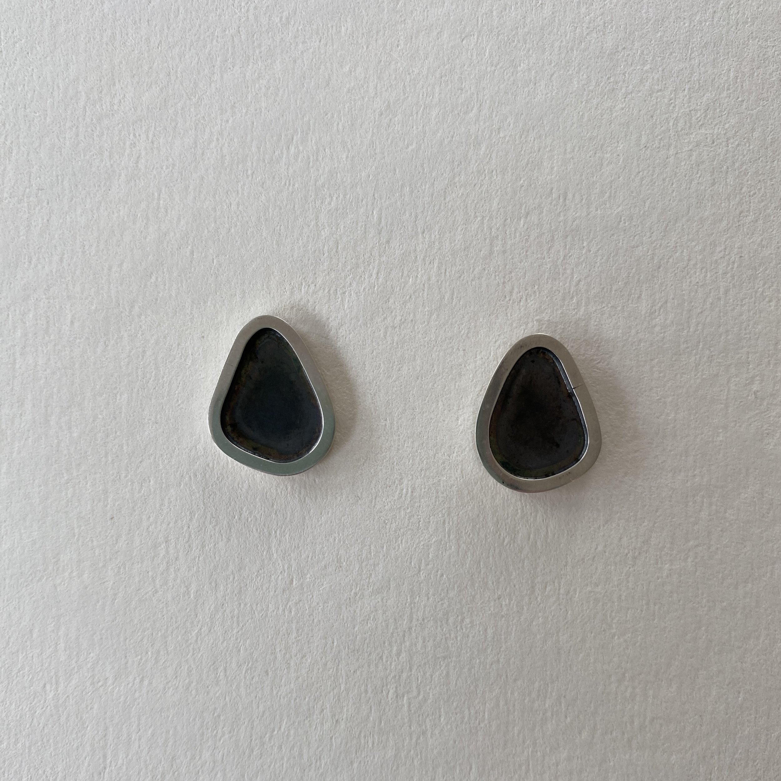 #9 Solid Pod Studs | sterling silver, oxidised centre | 18x14mm | £80.00