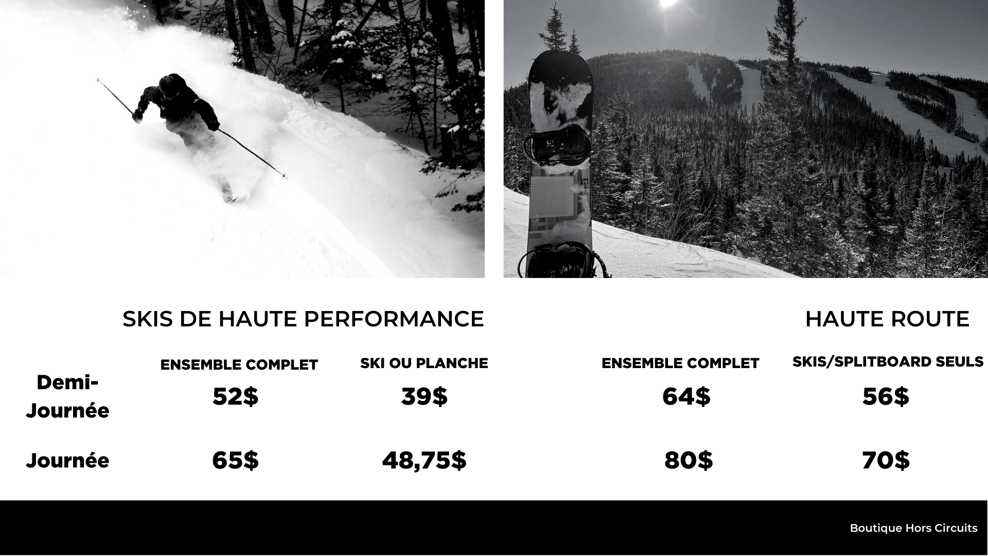 Tarifs HorsCircuits — MontEdouard