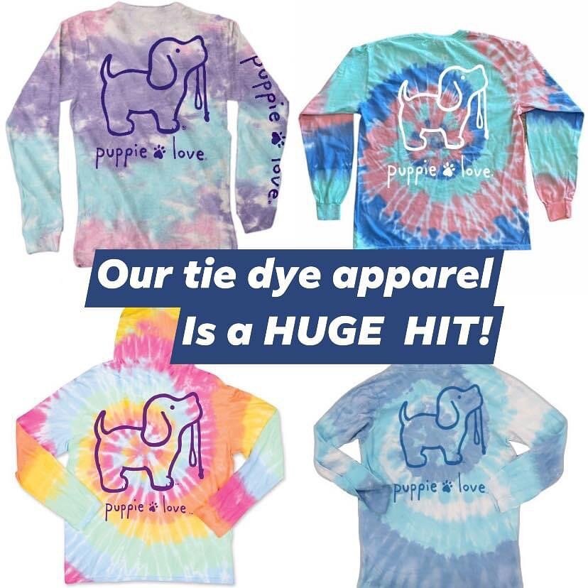Puppie ❤️ Love tie dye are fabulous fun way to support animal rescue!! Which is your favorite?  #dogs #dog #puppy #puppylove #puppies #tiedye #tiedyefashion #hoodies #tshirts #shoplocal #collegegirls #backtoschool #familytime