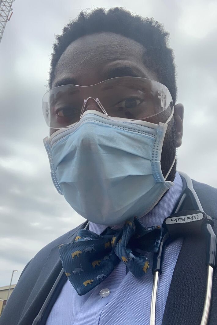 Utibe R. Essien MD, MPH, outside the hospital on the way to work at the University of Pittsburgh, School of Medicine. UTIBE R. ESSIEN MD, MPH