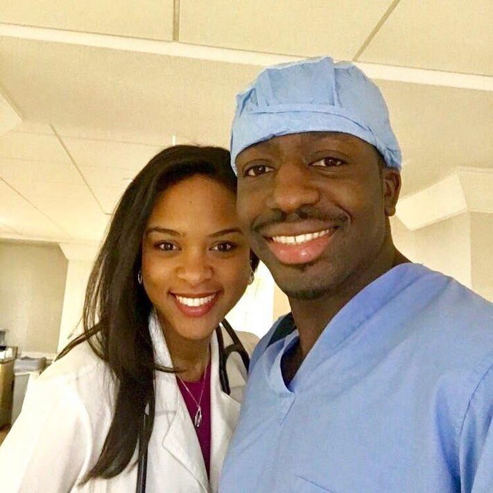 Husband and wife, Theodore Nyame, MD and Sandy Charles, MD, pictured at work. SANDY CHARLES, MD