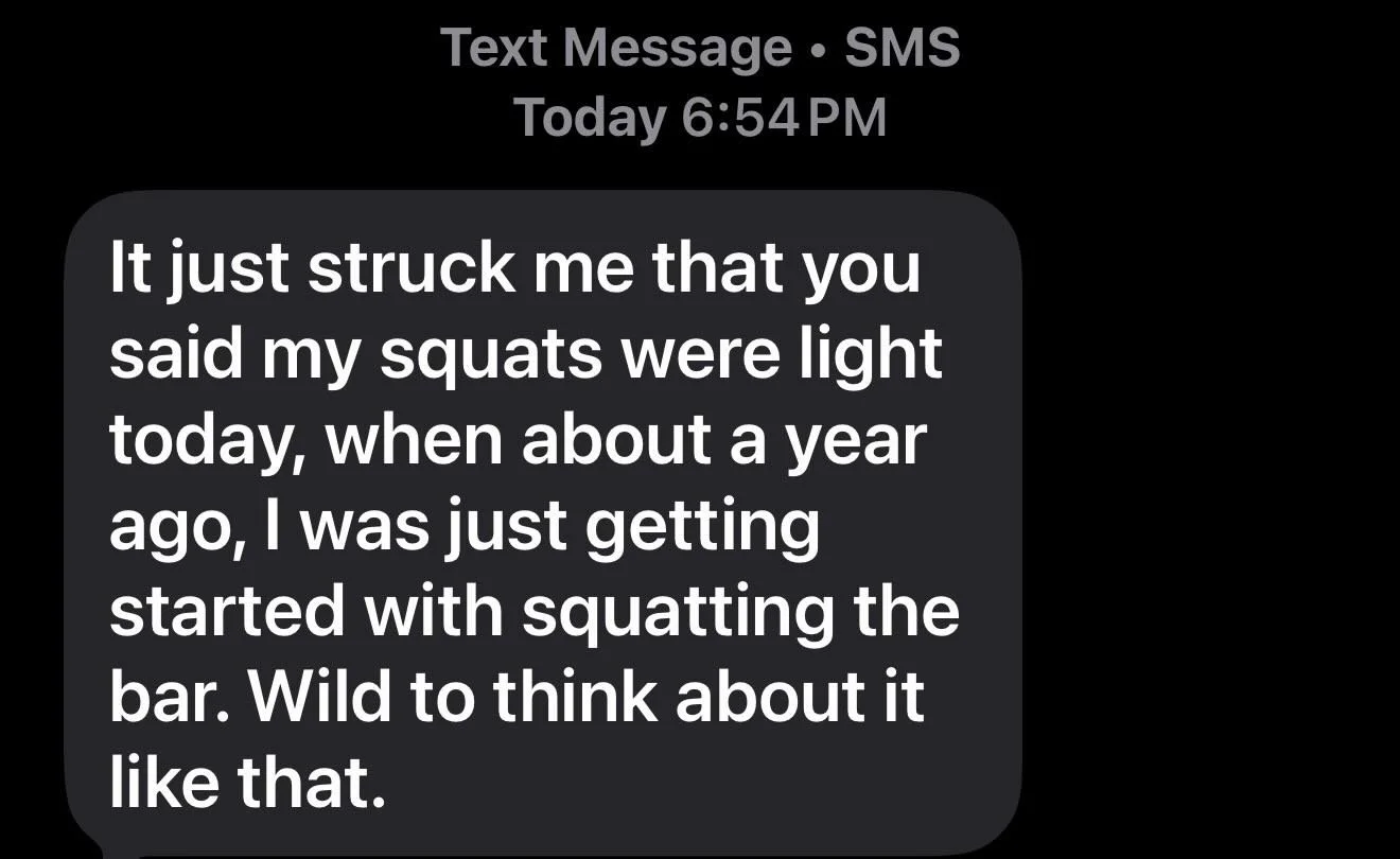 The &ldquo;light day&rdquo; she is referring to, was doing her first set of 10 at 135. Her 2nd set of 10 reps at 155. And her 3rd set of TEN reps at 185. 

And yes- one year ago- the empty bar was plenty:)

She is someone who joined our gym, simply t