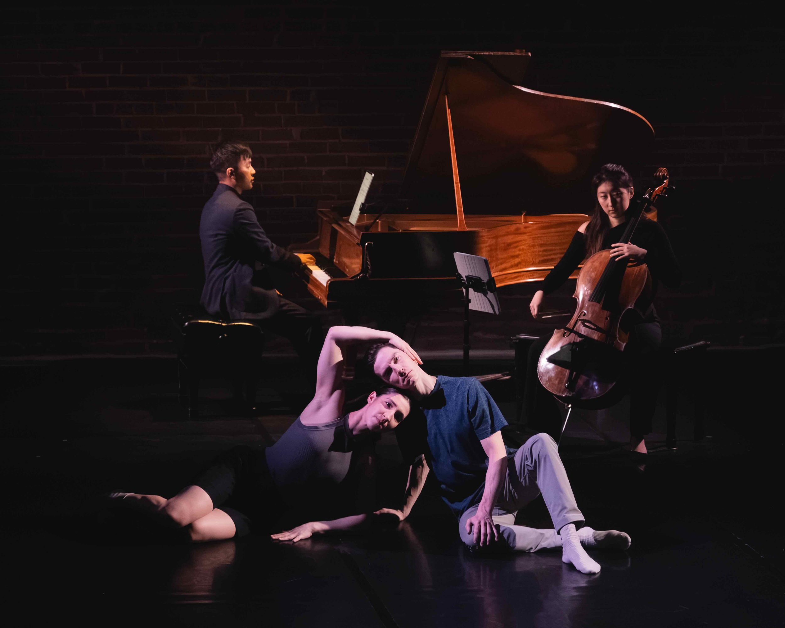 Katherine Semchuk and Robert Stephen with Chris Au and Joanne Yesol Choi in "Portrait of an Imaginary Sibling" at The Joy of Music: In Motion (The Citadel, 2026). Photo: Gabriel Cropley