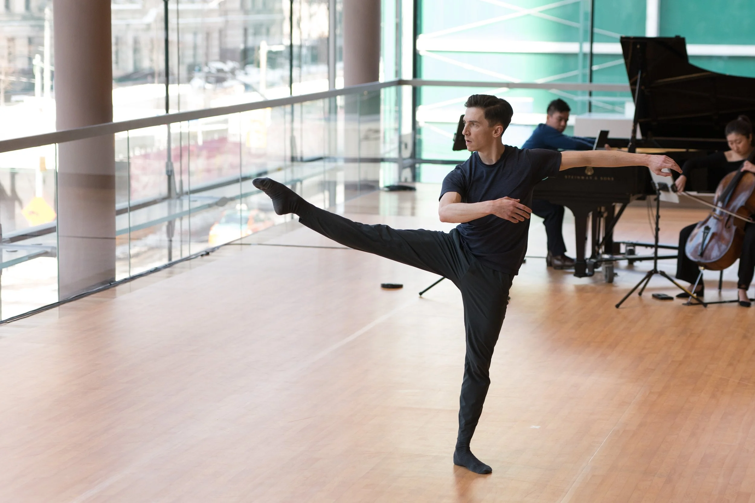 Robert Stephen with Chris Au and Joanne Yesol Choi in "Portrait of an Imaginary Sibling" at The COC Free Concert Series in the Richard Bradshaw Amphitheatre. Photo: Dan Truong