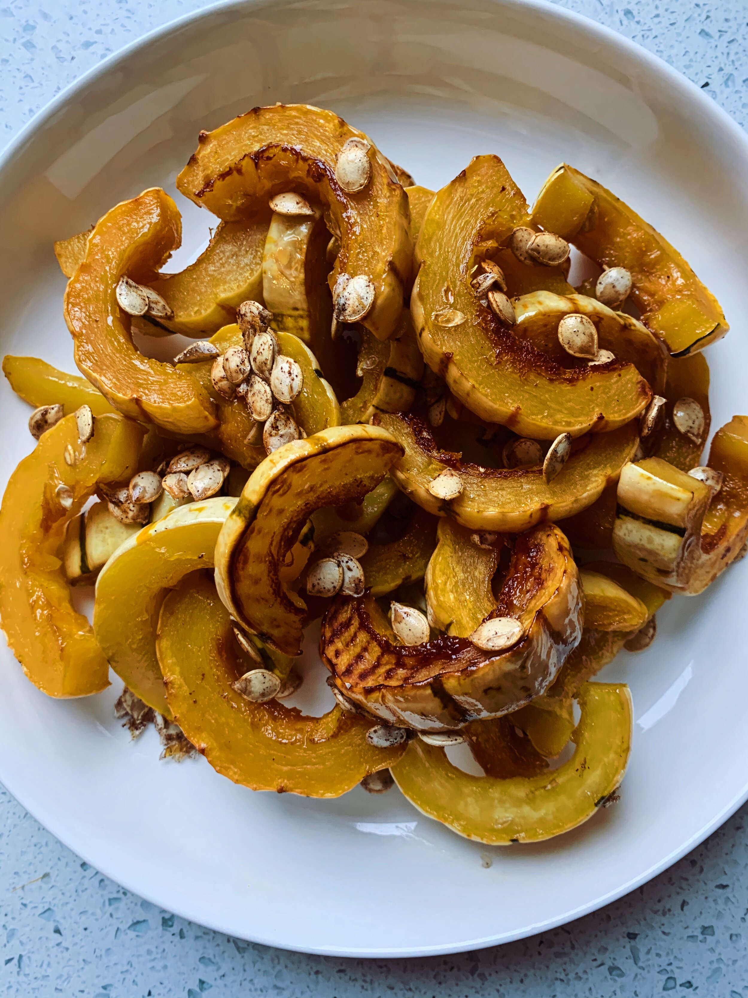 Maple-Roasted Delicata Squash with Spiced Seeds — toasted table
