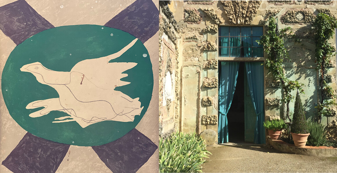 Bird (1959) by George Braque (1882-1963) in the kitchen at Wardington. The entrance to the Orangery at Villa La Pietra, Florence.