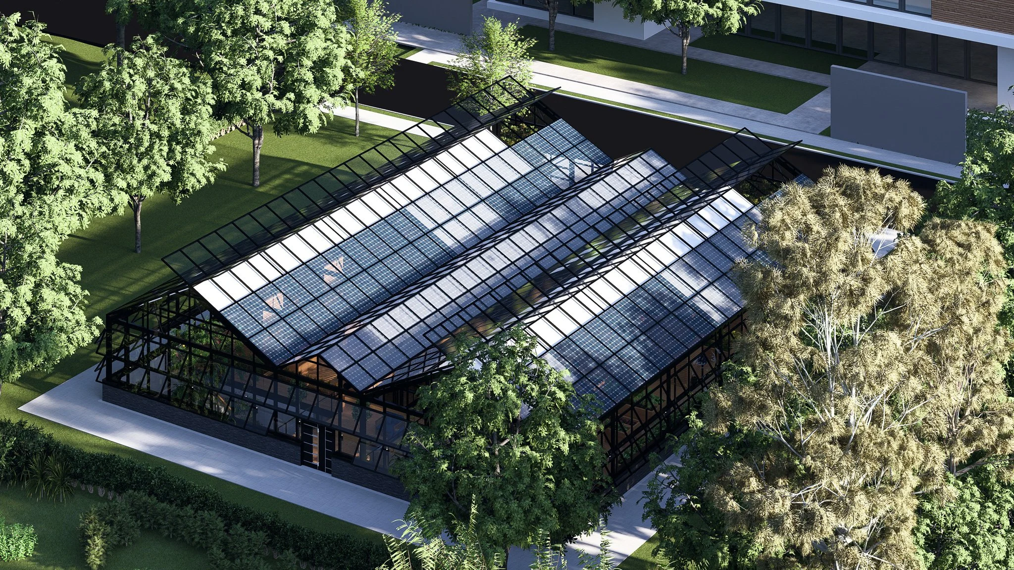 Massive Greenhouse Home with a Natural Pool