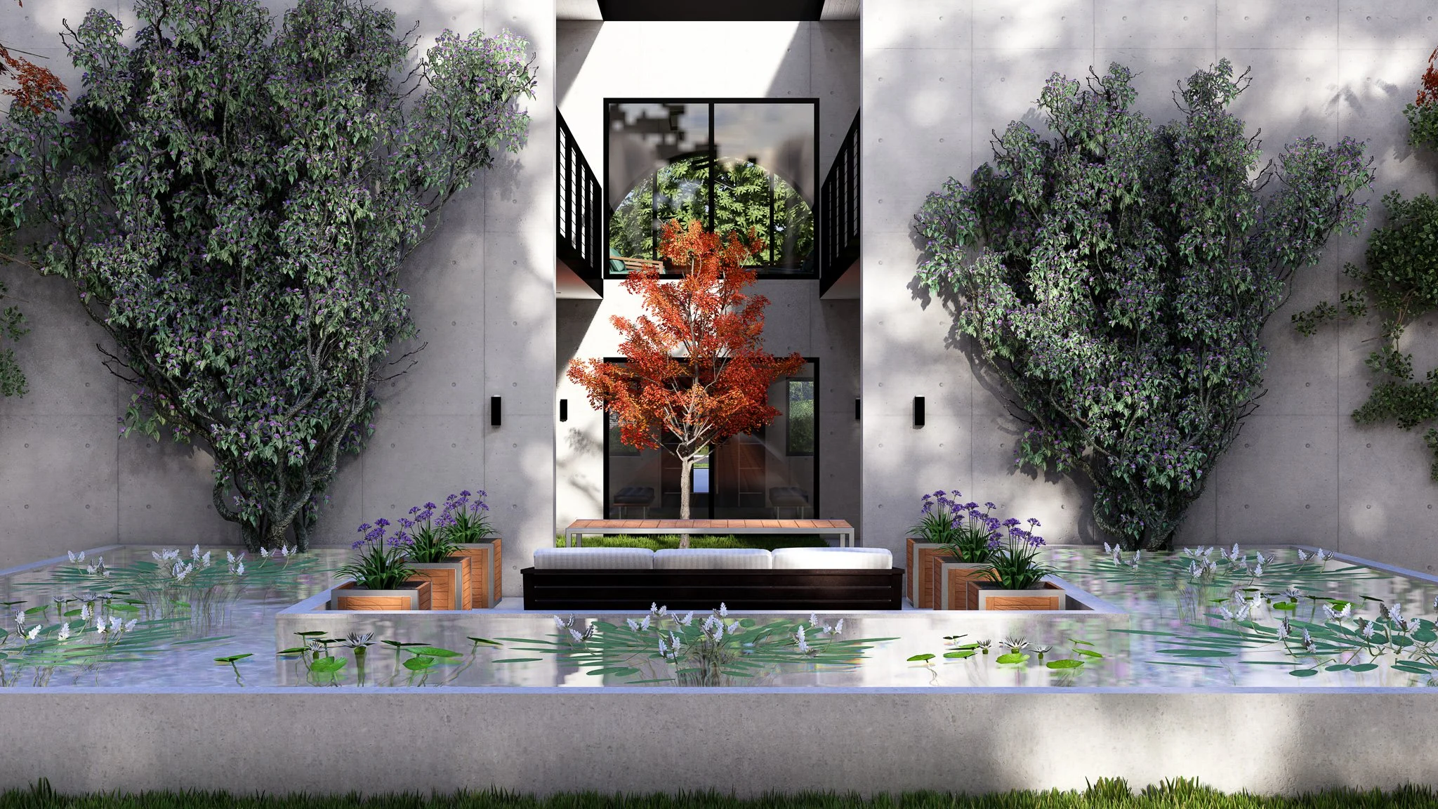 Minimal Concrete Courtyard Home