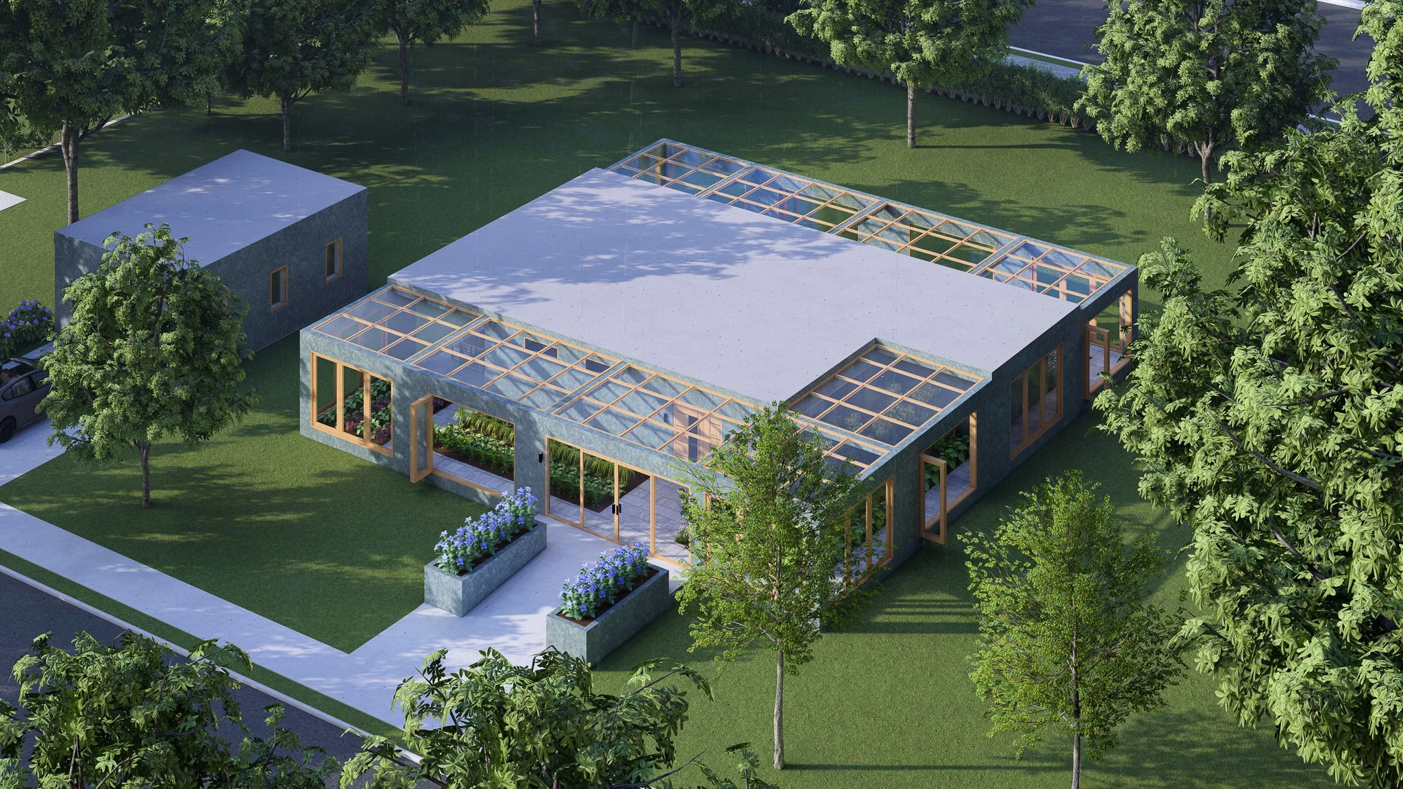 Modern Concrete Greenhouse Home