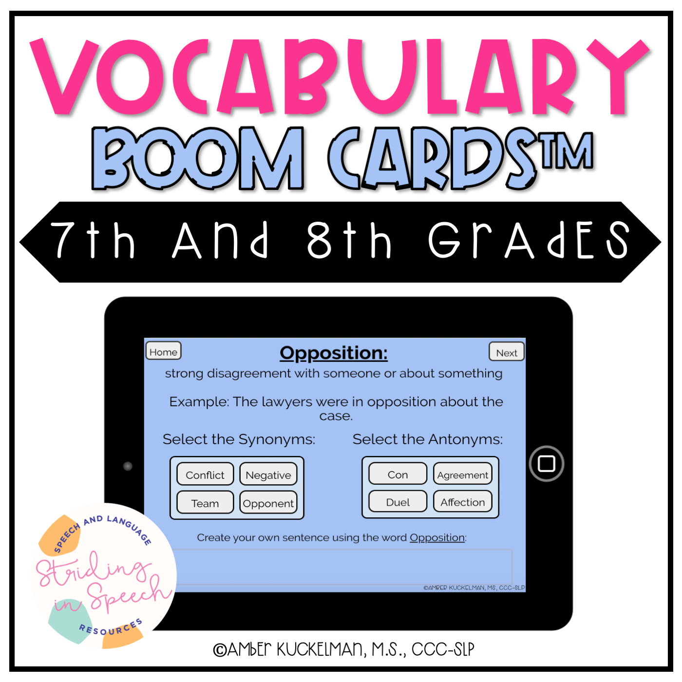 Vocabulary Boom Cards™- 7th and 8th Grade