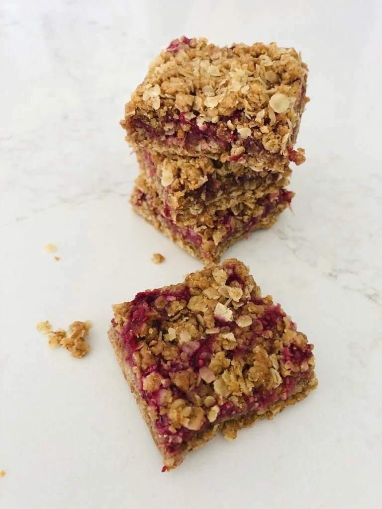 Oat Crumble Bars with Cranberry Chia Jam