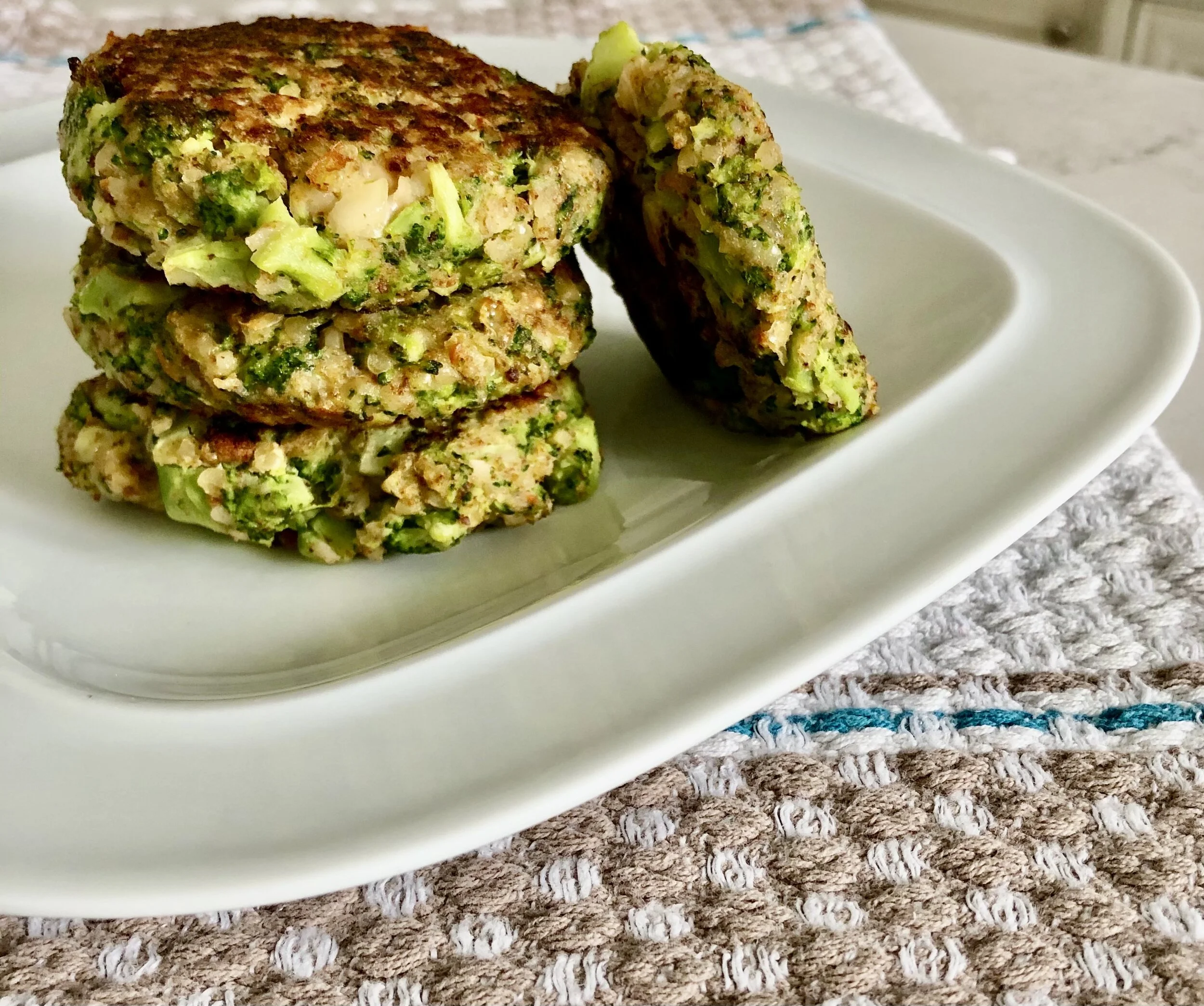 Broccoli, quinoa and cannellini bean fritters
