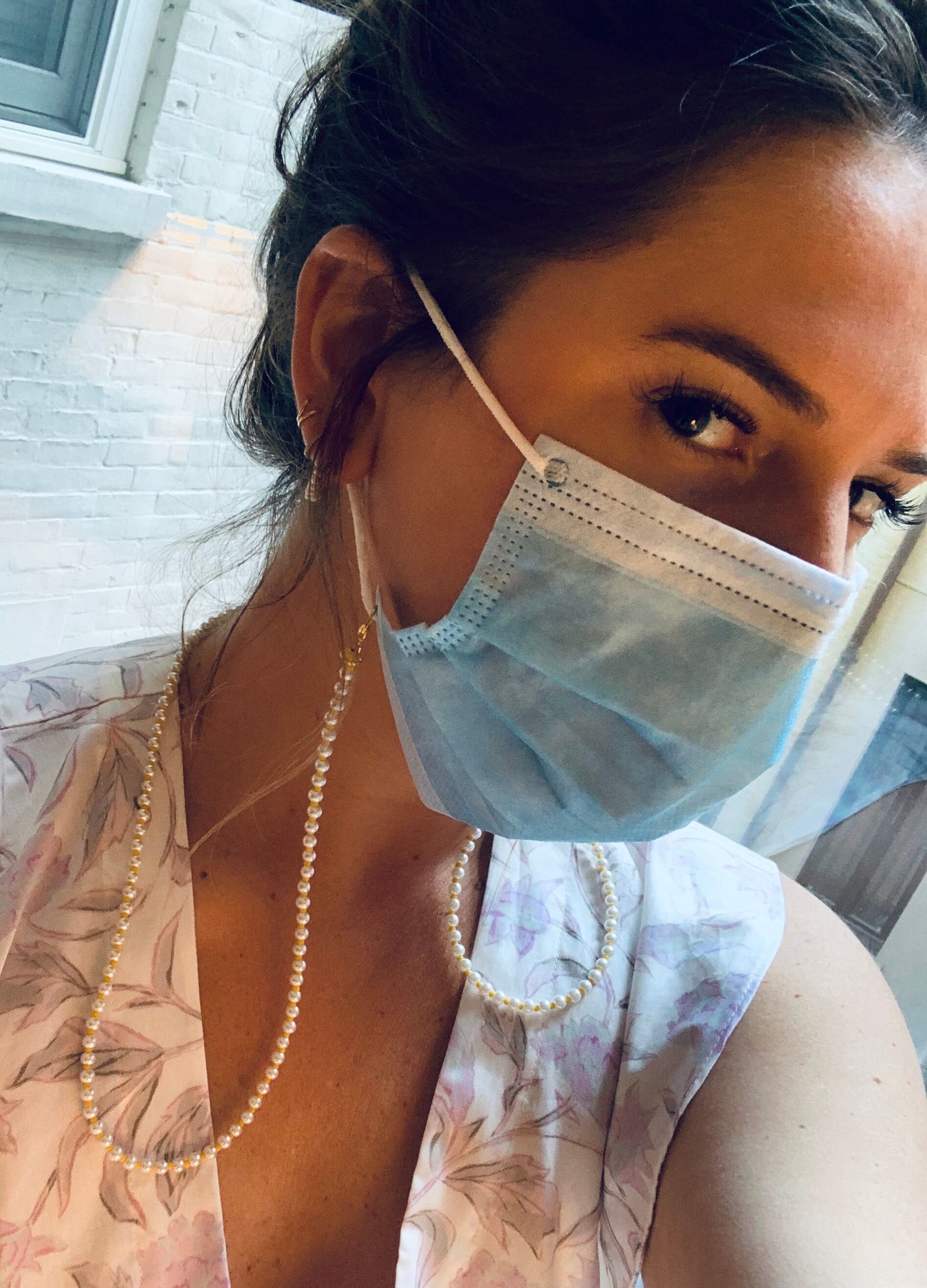 Pearls with Yellow Mask &amp; Sunglass Chain (2 in 1)