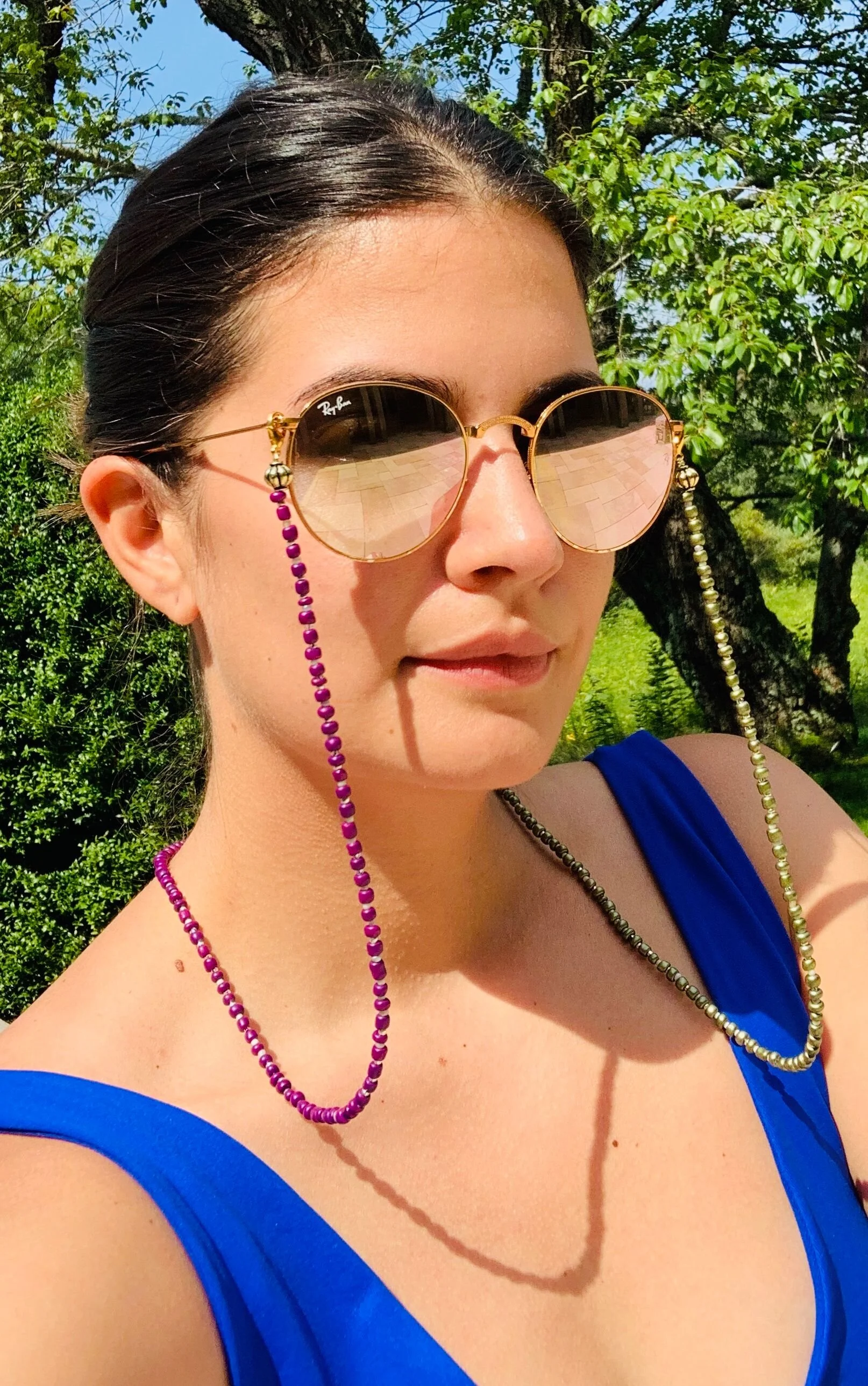 Purple Green Mask &amp; Sunglass Chain (2 in 1)