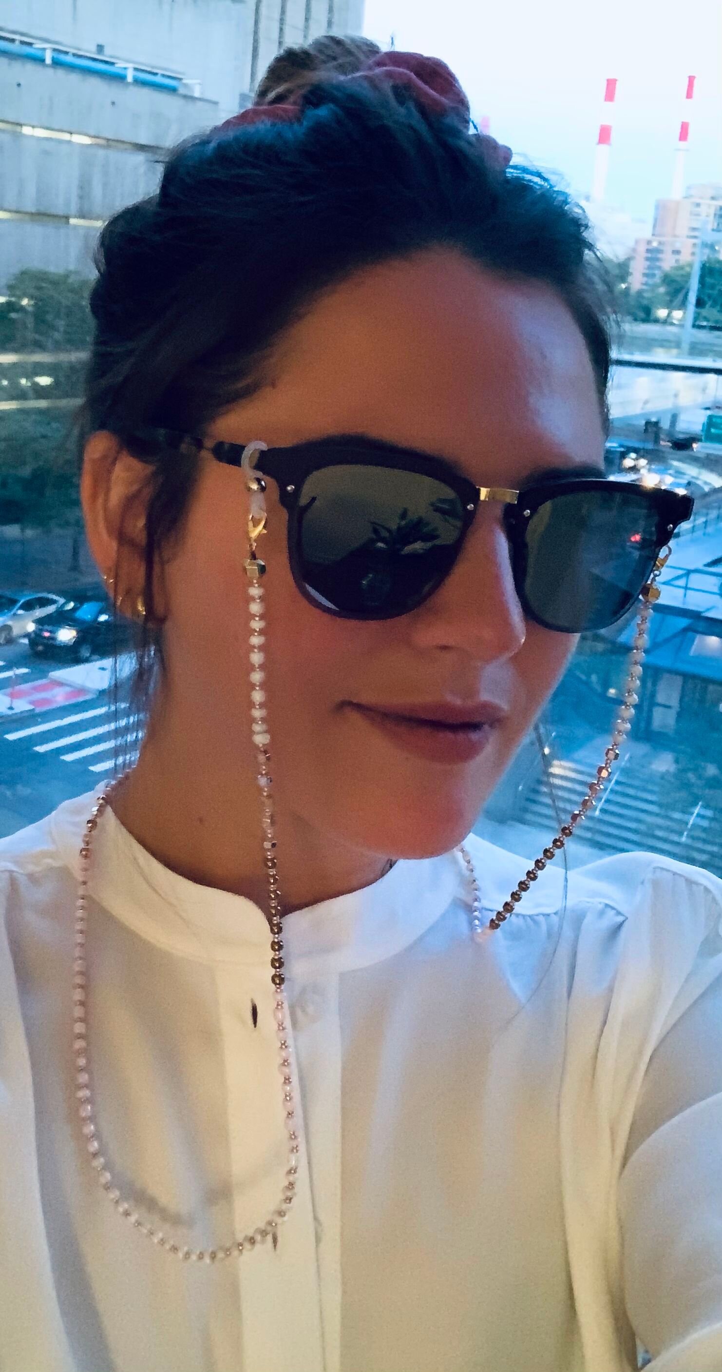 White Pink Rose Gold Mask &amp; Sunglass Chain (2 in 1)