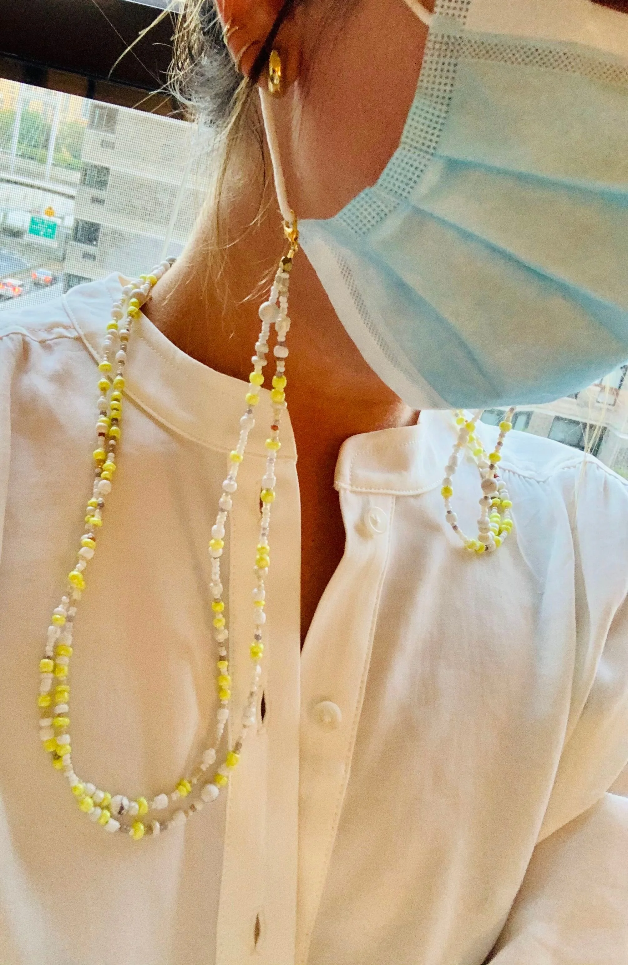 Neon Yellow Mix Mask &amp; Sunglass Chain