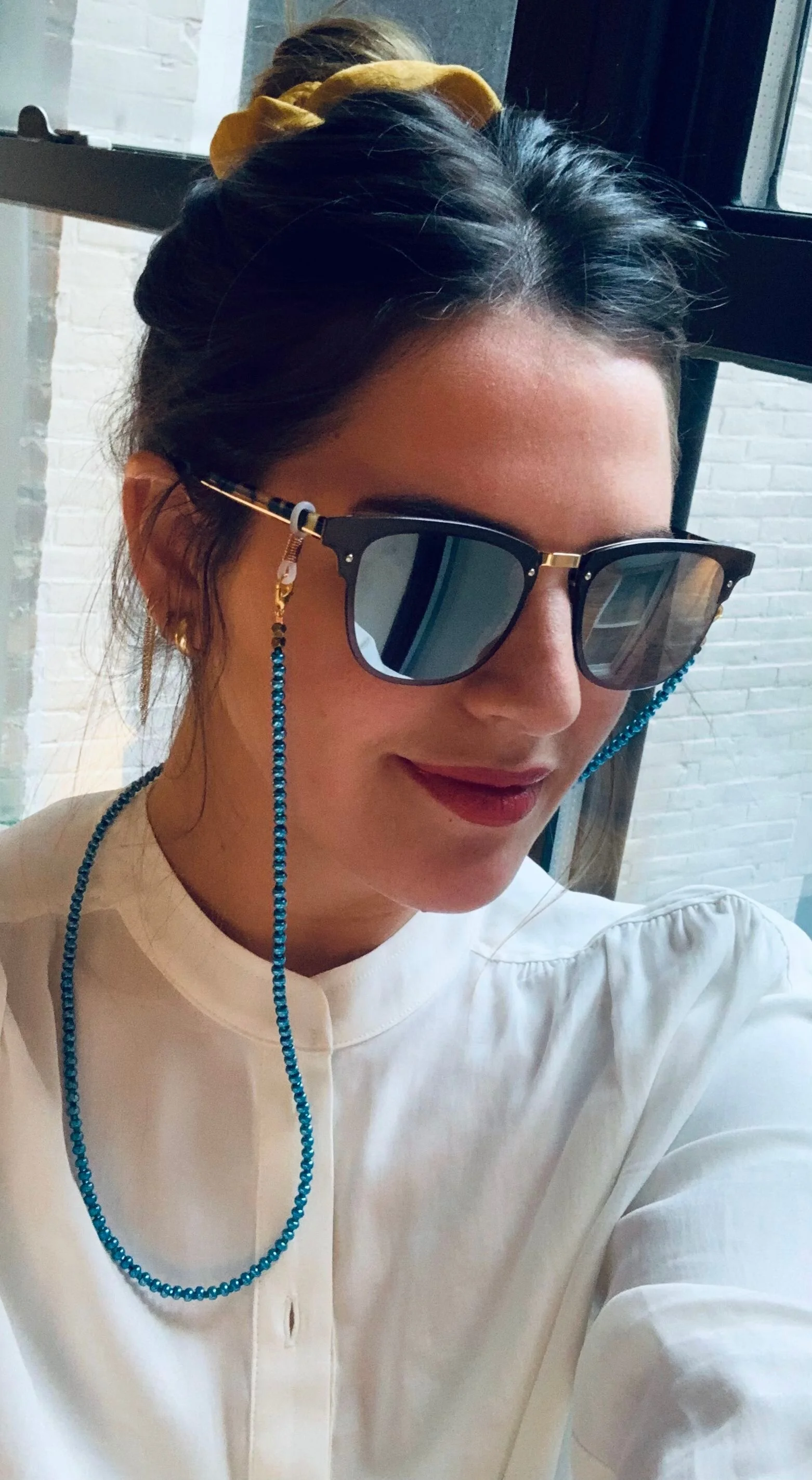 Metallic Blue Mask &amp; Sunglass Chain (2 in 1)