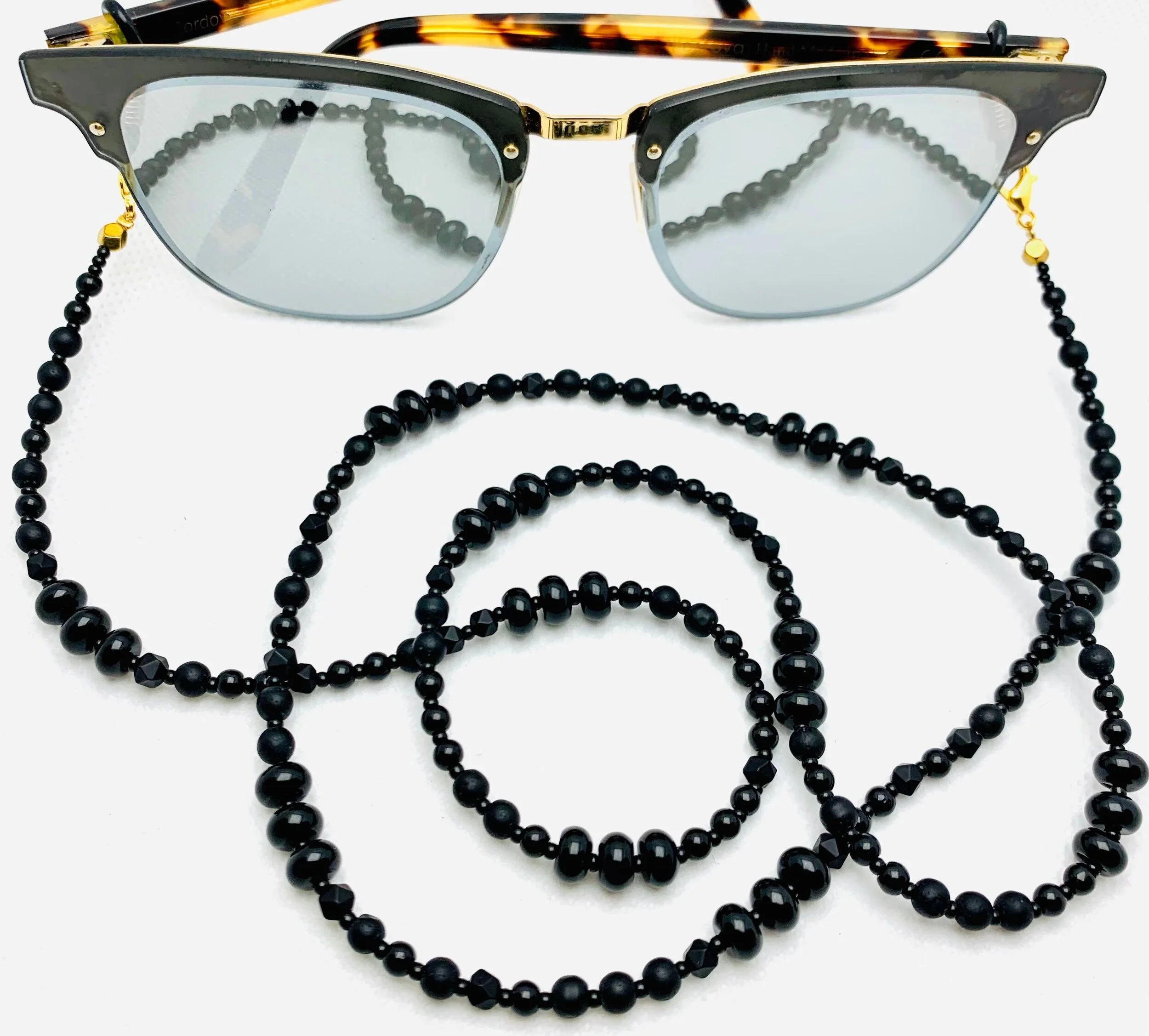 Funky Black Mask &amp; Sunglass Chain (2 in 1)
