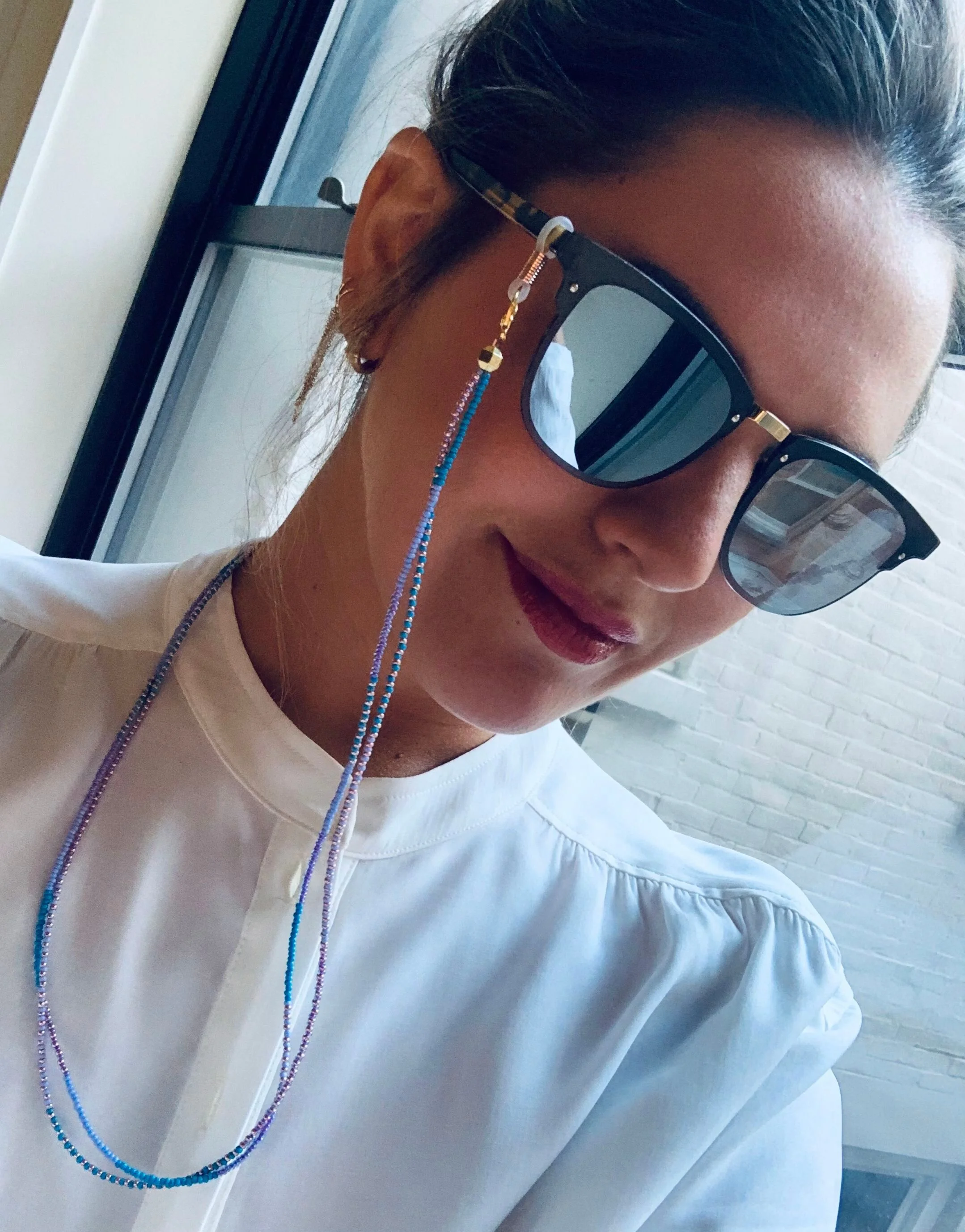 Lilac Blue Mask &amp; Sunglass Chain (2 in 1)