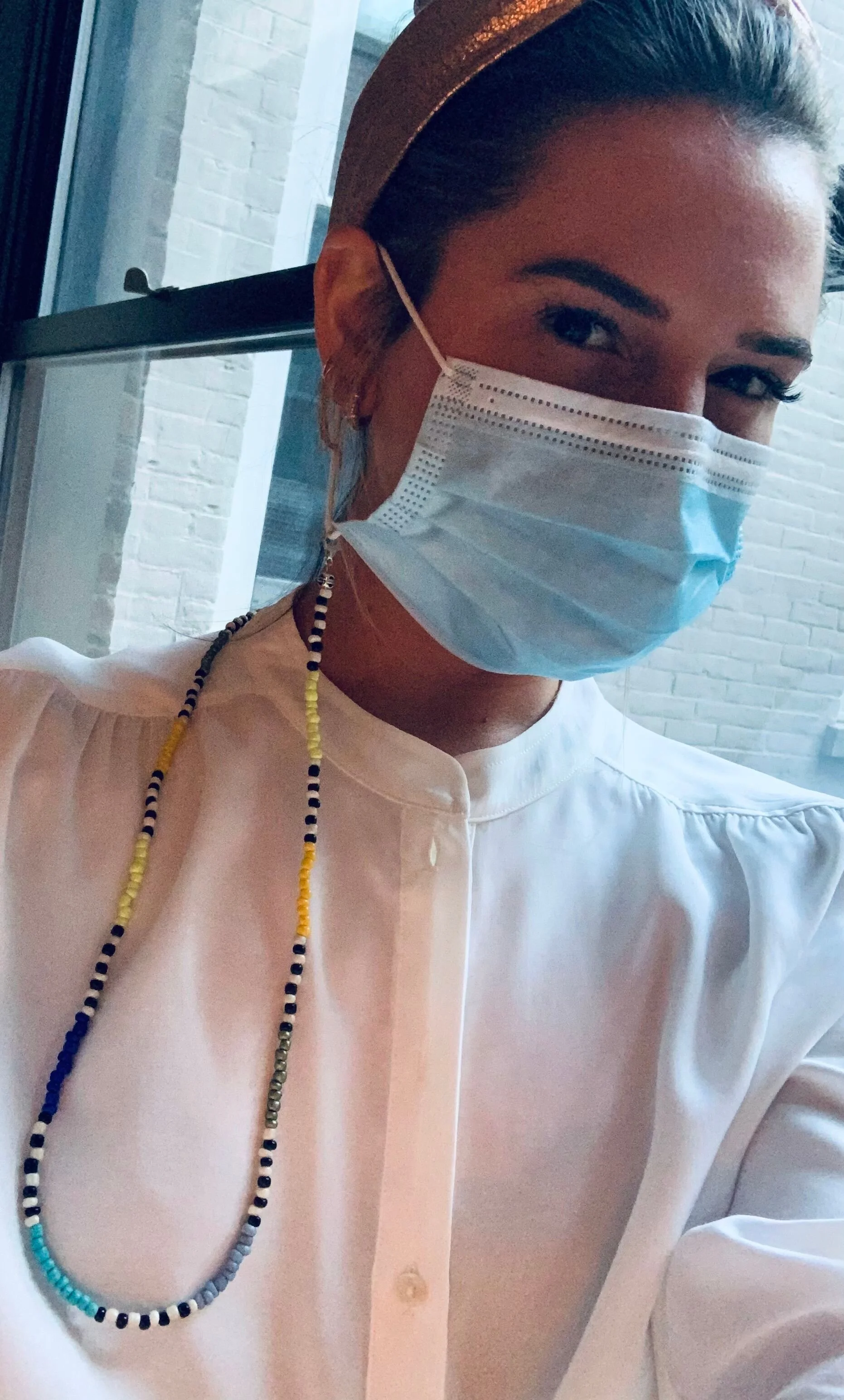 Domino Blue Yellow Mask &amp; Sunglass Chain (2 in 1)