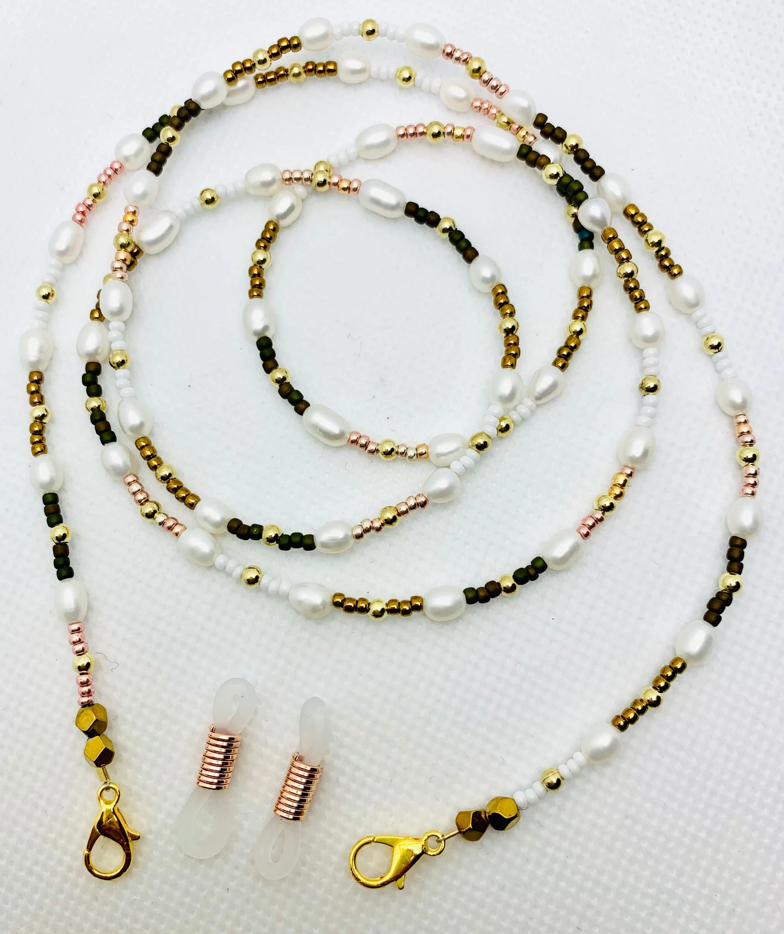 Olive Pearl Mix Mask &amp; Sunglass Chain (2 in1)