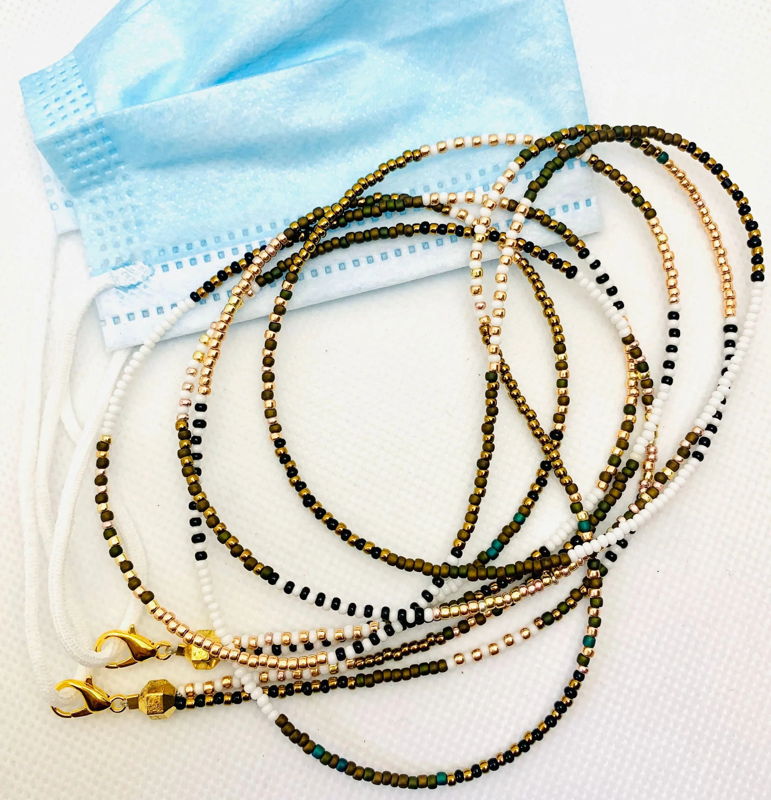 Tiny Double Olive Bronze Mask & Sunglass Chain (2 in 1)