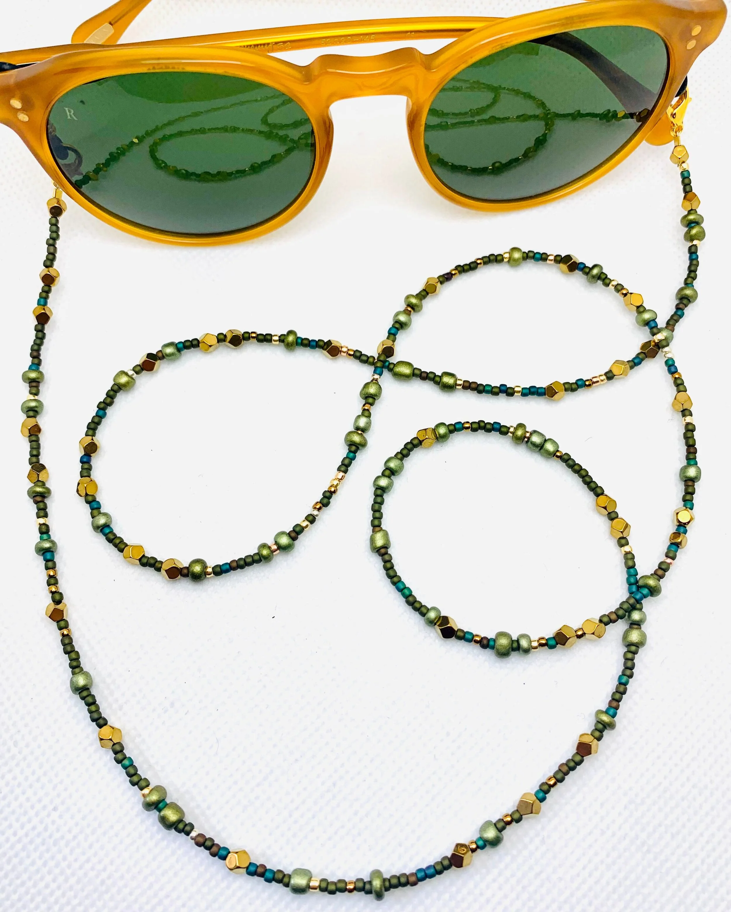 Olive Gold Mask &amp; Sunglass Chain (2 in 1)
