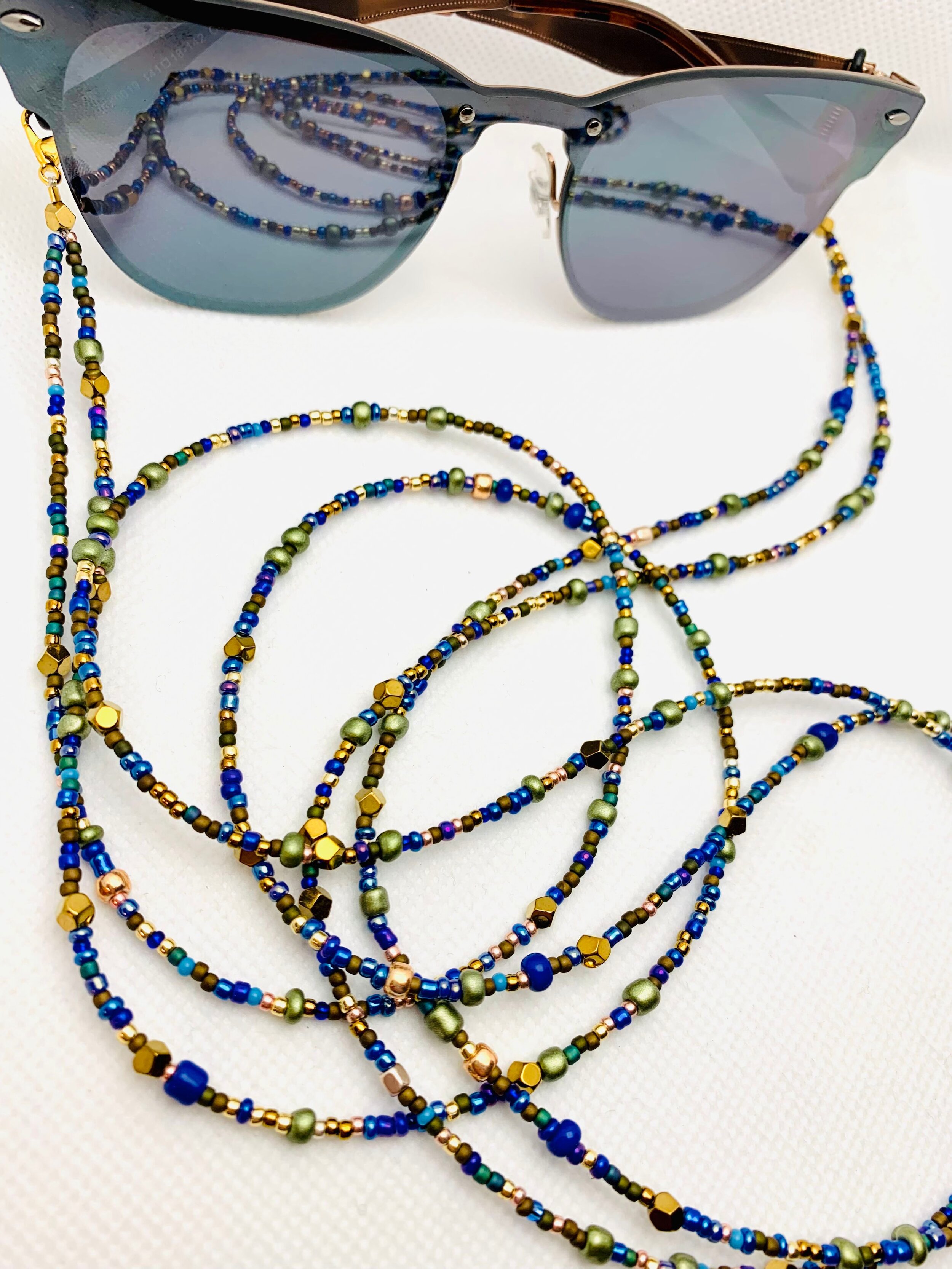 Double Bronze Blue Mask &amp; Sunglass Chain (2 in 1)