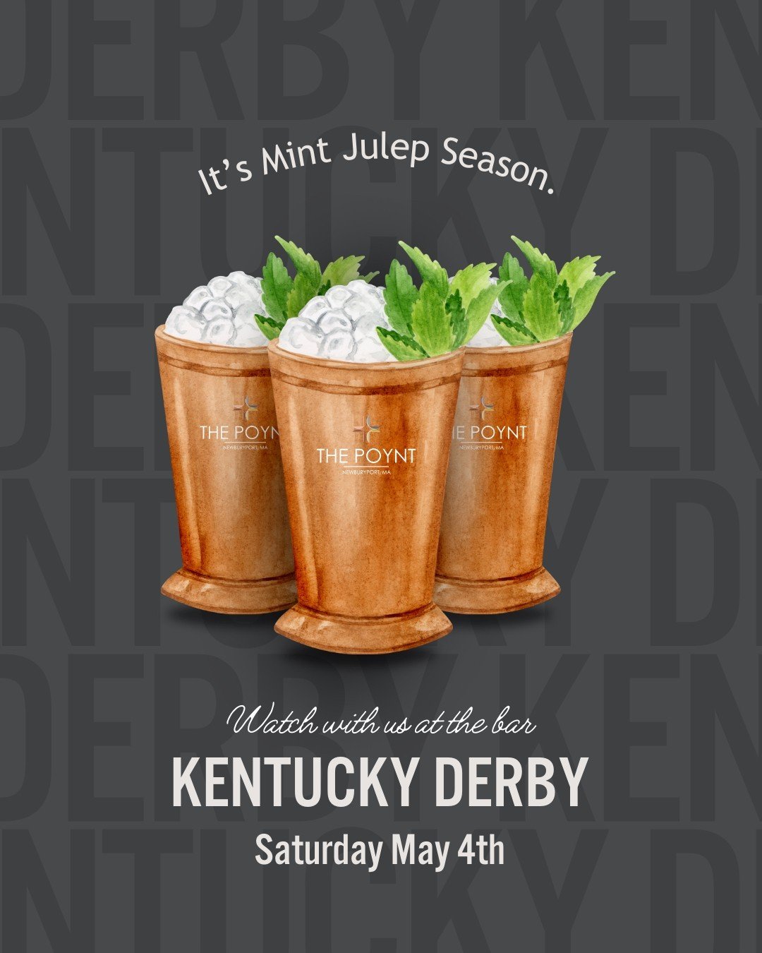 Mint Juleps and an excuse to wear your favorite hat; that's how we Derby here at The Poynt. 🐎👒⁠
⁠
Join us today, Saturday May 4th, at the bar to watch The @kentuckyderby while you sip on our cocktail special, a Blackberry Mint Julep!⁠
⁠
⁠
-⁠
-⁠
-⁠

