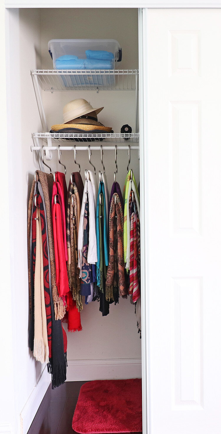 Organized Coat Closet-Scarfs