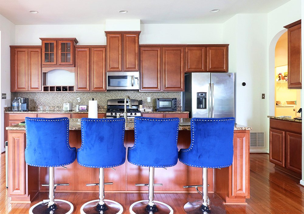 Royal Blue Studded Bar Stools