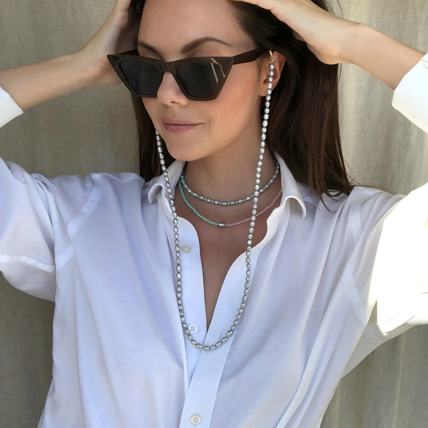 Grey Freshwater Pearl Sunglasses Chain by Talis Chains — IMARA