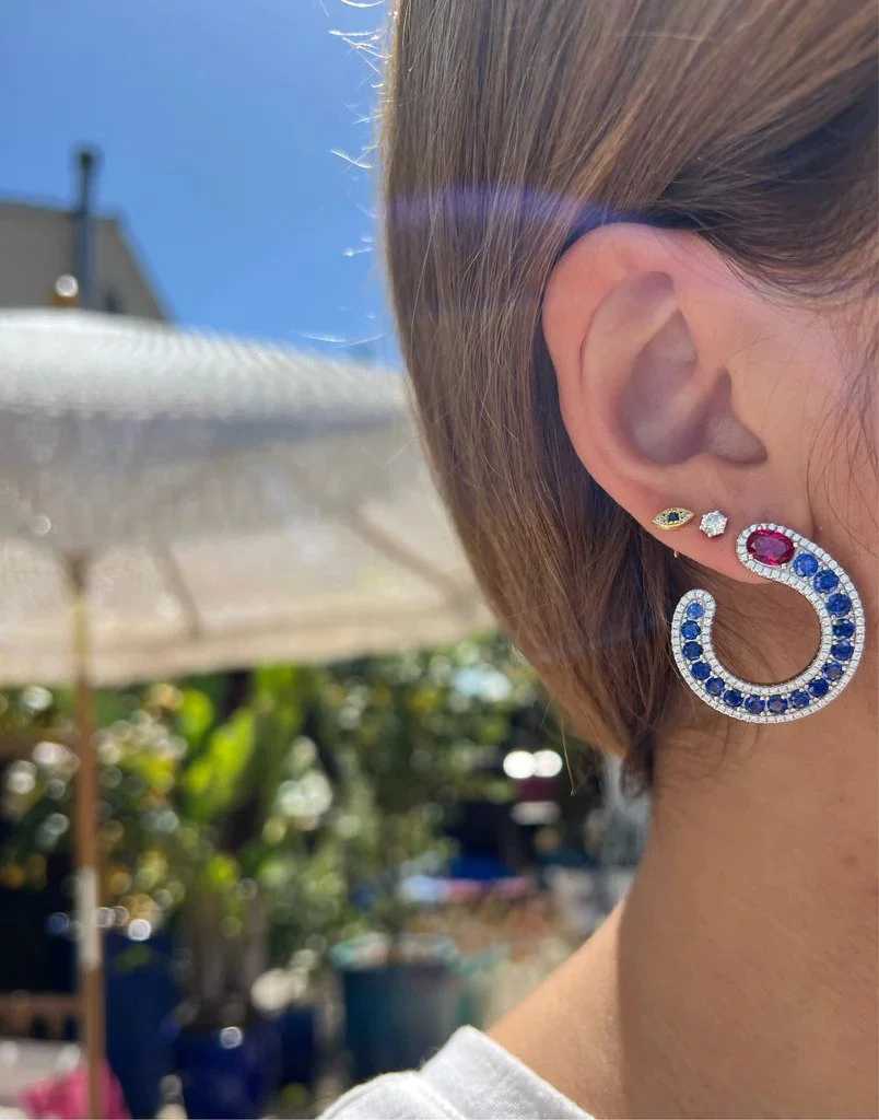 STERLING SILVER SIMULATED SAPPHIRE RUBY EARRINGS — IMARA EDIT
